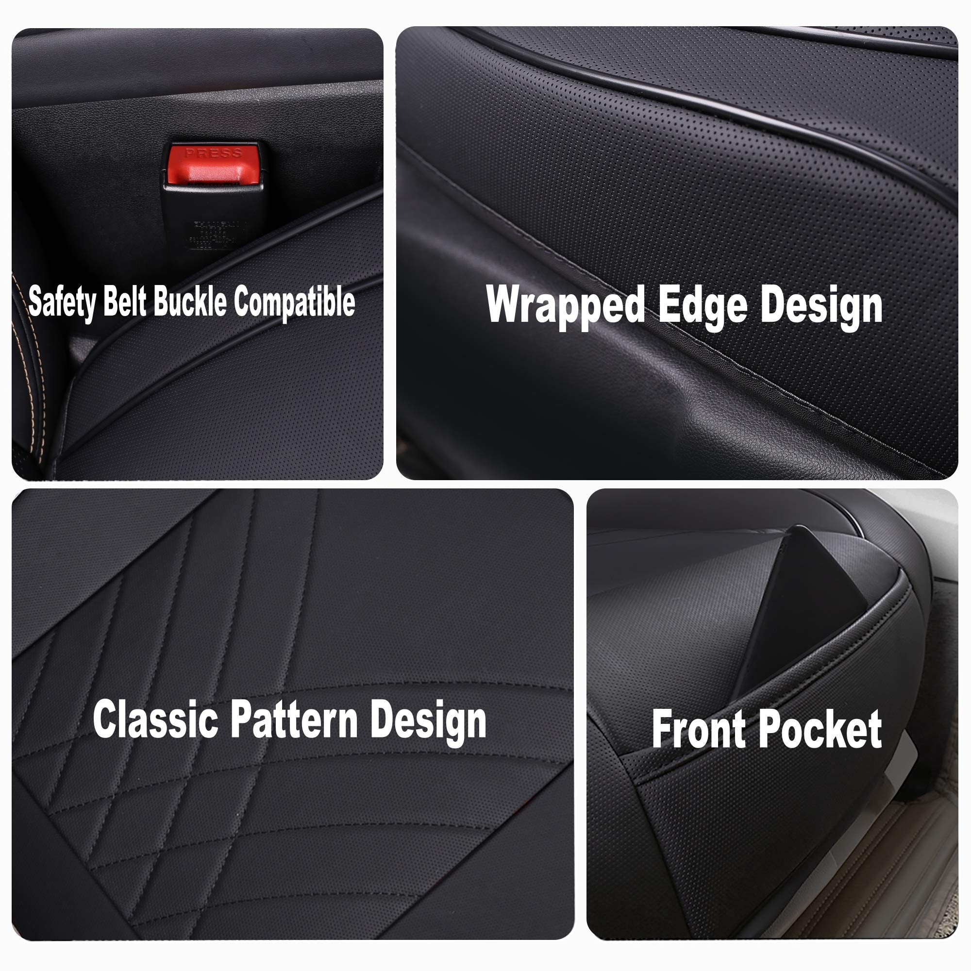 Kingphenix Car Seat Cover: Easy To Install, Fits Most Cars, Vans, Trucks, And Suvs - 2 Piece, Black