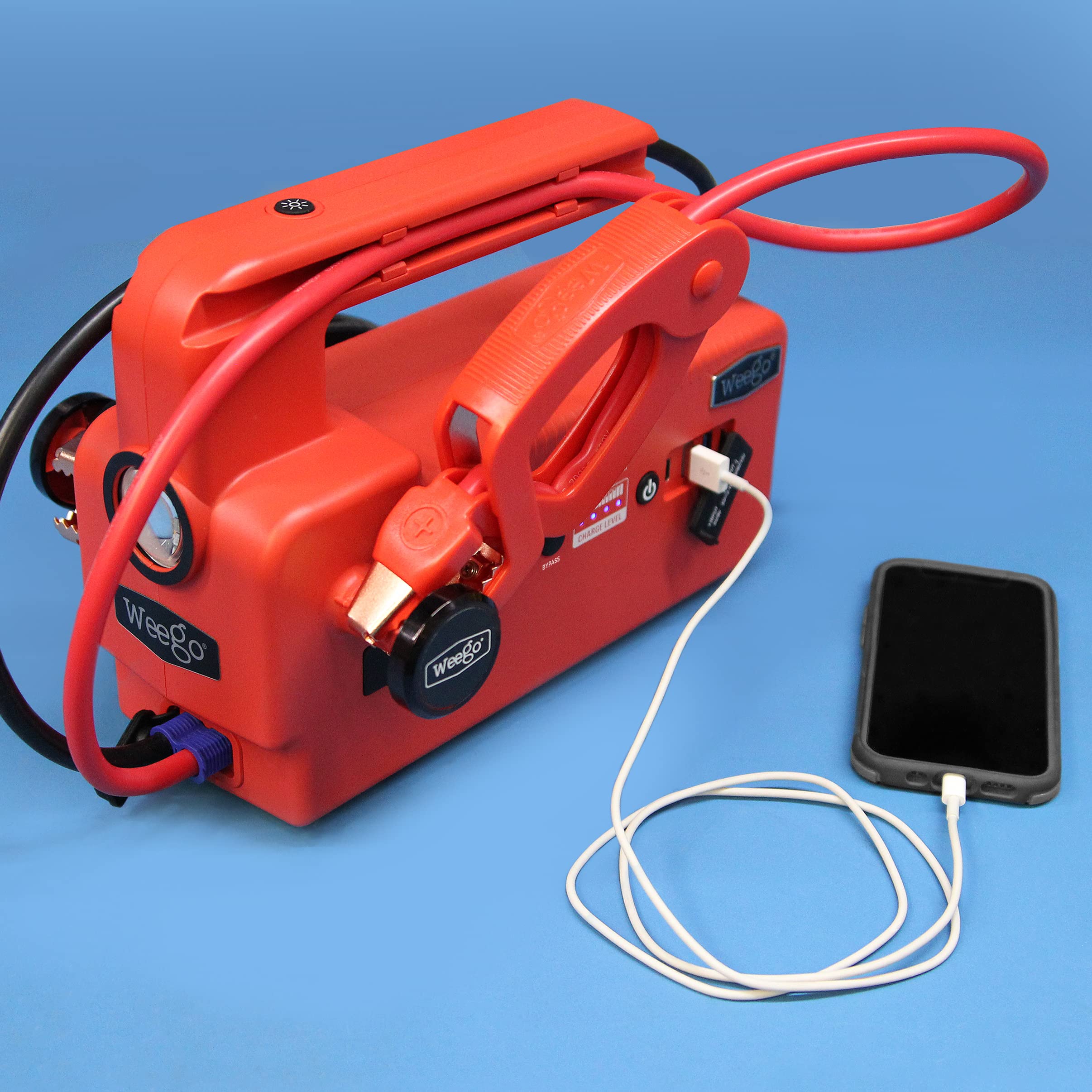 Weego 120 12-Volt Portable Lithium Jump Starter With Patented Smarty Clamps, 1200 Cranking / 5000 Peak Amps For All Gasoline And Up To 15-Liter Diesel Engines (C120)