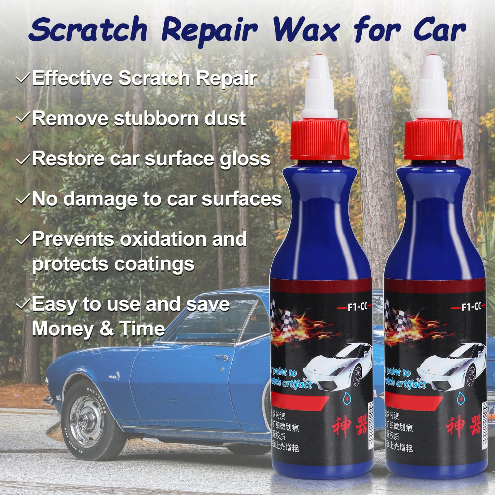2 Pcs Warmwind Ultimate Paint Restorer, Car Paint To Scratch Artifact, Ultimate Carscratch Remover, F1-Cc Scratch Repair Wax For