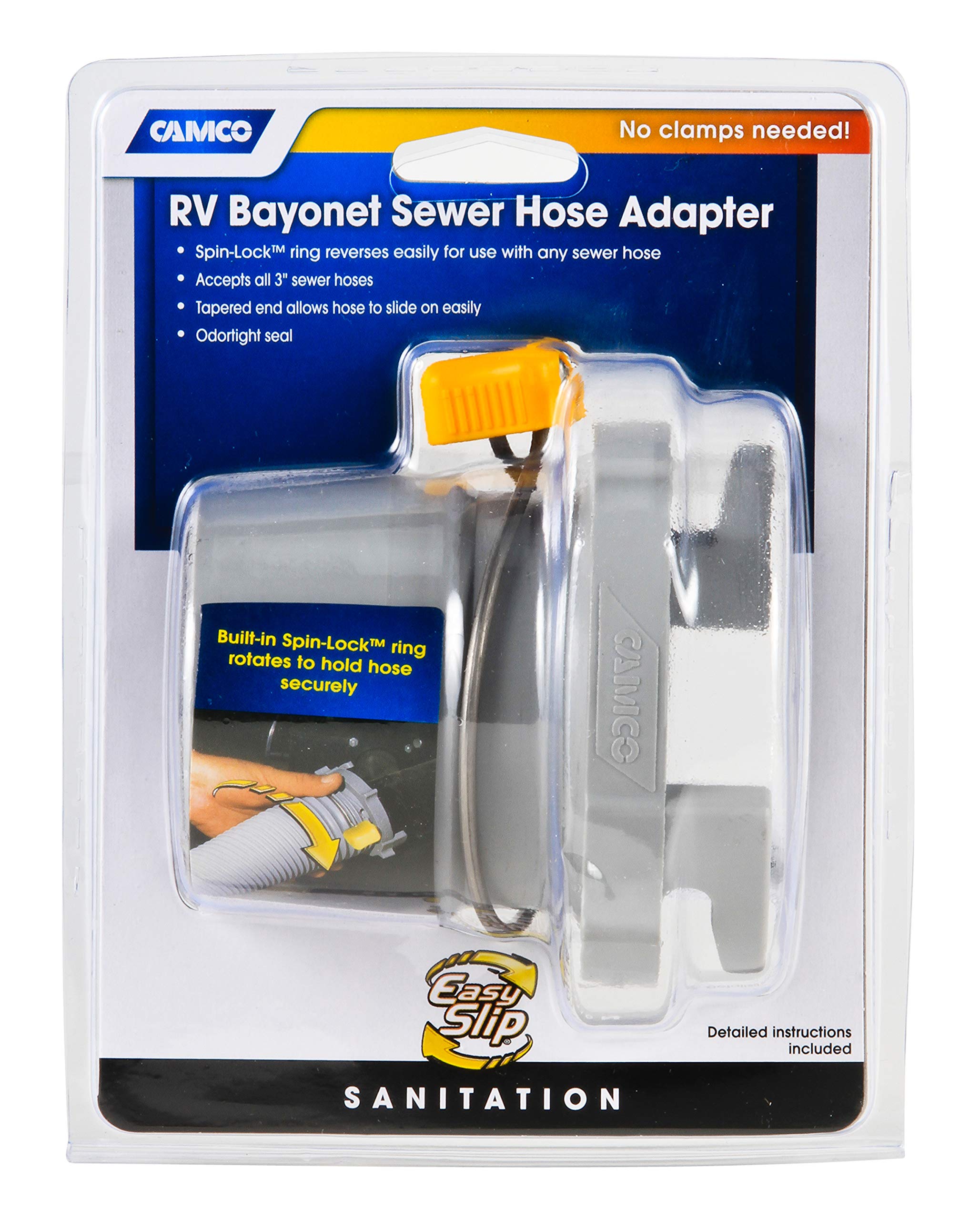 Camco Easy Slip Straight Hose Adapter With Slip-Lock Rings - Securely Connects Your Sewer Hose To Rv And Stores With Sewer In St