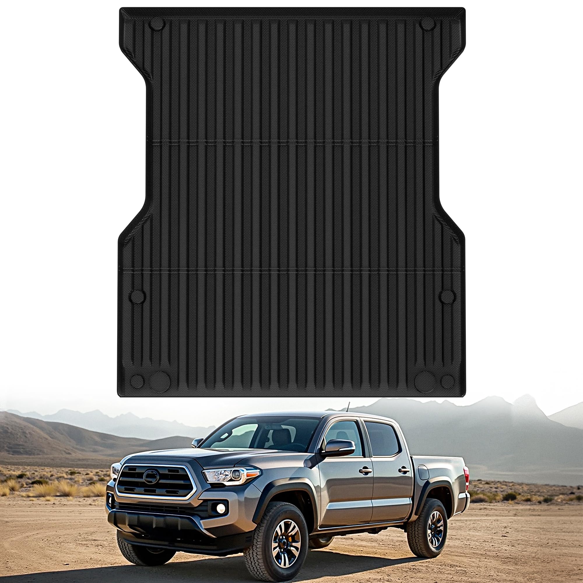 Oedro Truck Bed Mat Fit For 2024 2025 Toyota Tacoma 5Ft, Tpe All Weather 2024 Tacoma 5Ft Heavy Duty Pickup Bed Liner Accessories