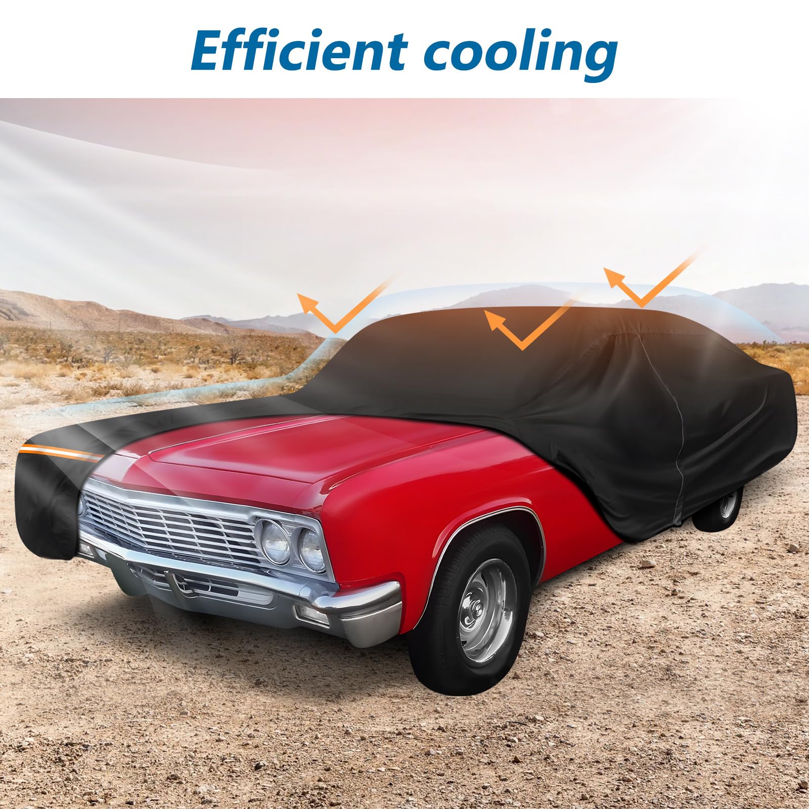 Car Cover For Chevy Caprice 2/4 Door Coupe/Sedan 1966-1996, Waterproof 210D Oxford Cloth And Cotton Cover Outdoor Full Car Cover