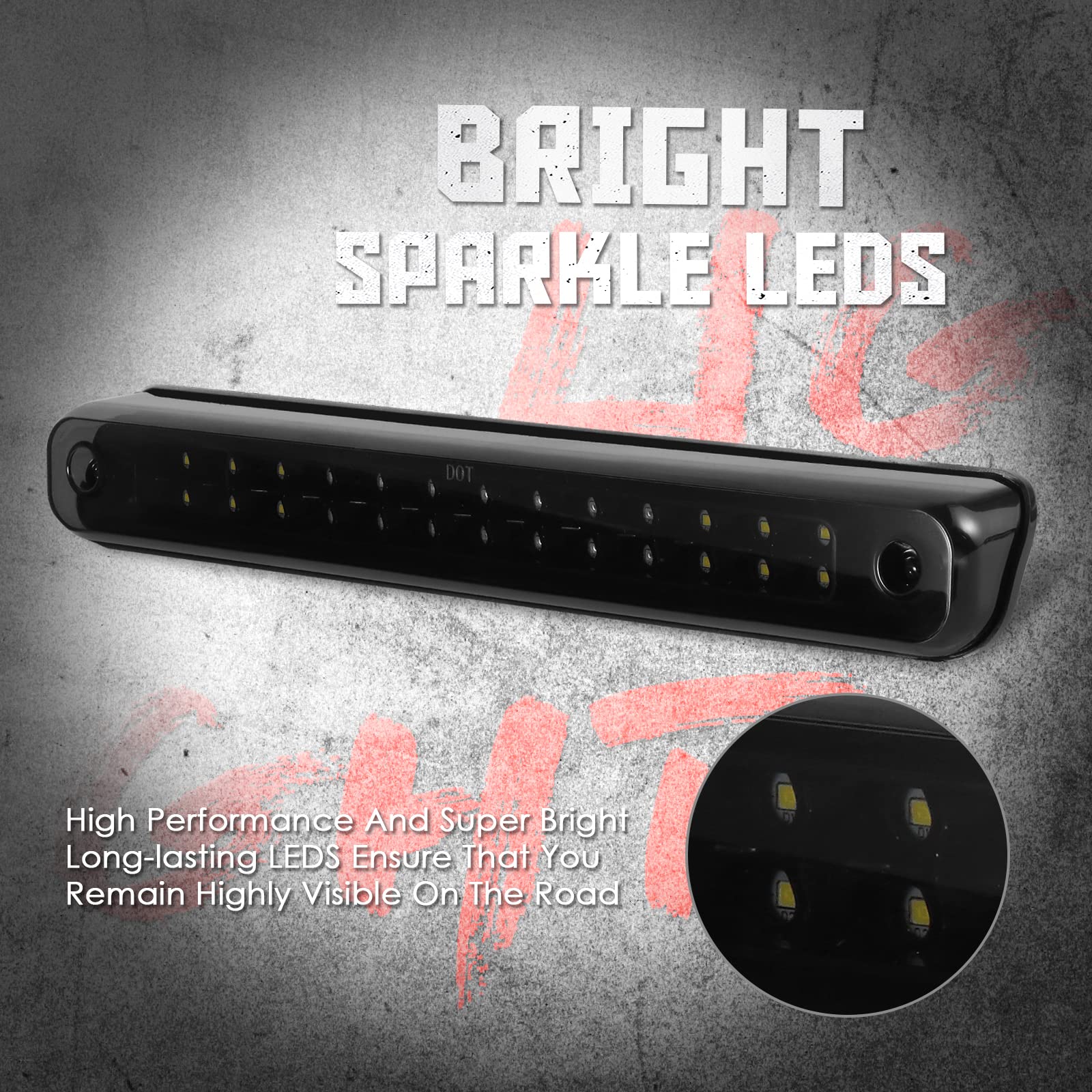 3Rd Third Tail Rear Brake Light Replacement For 1988 1989 1990 1991 1992 1993 1994 1995 1996 1997 1998 1999 Chevy Gmc C/K-Series