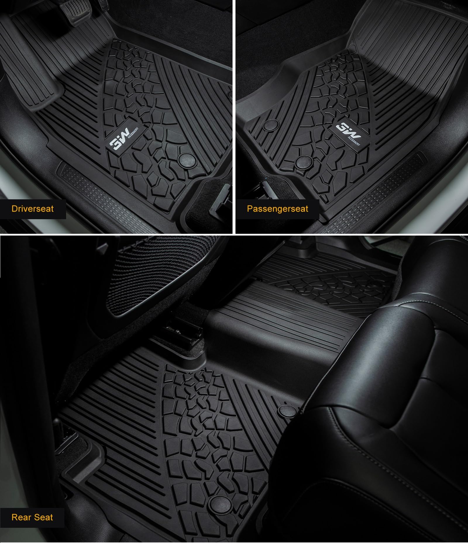 3W Floor Mats & Cargo Liner Fit 2022-2025 Jeep Grand Cherokee(Non L or WK) Carpets for 1st Rows Black Mats Custom Fit for Grand