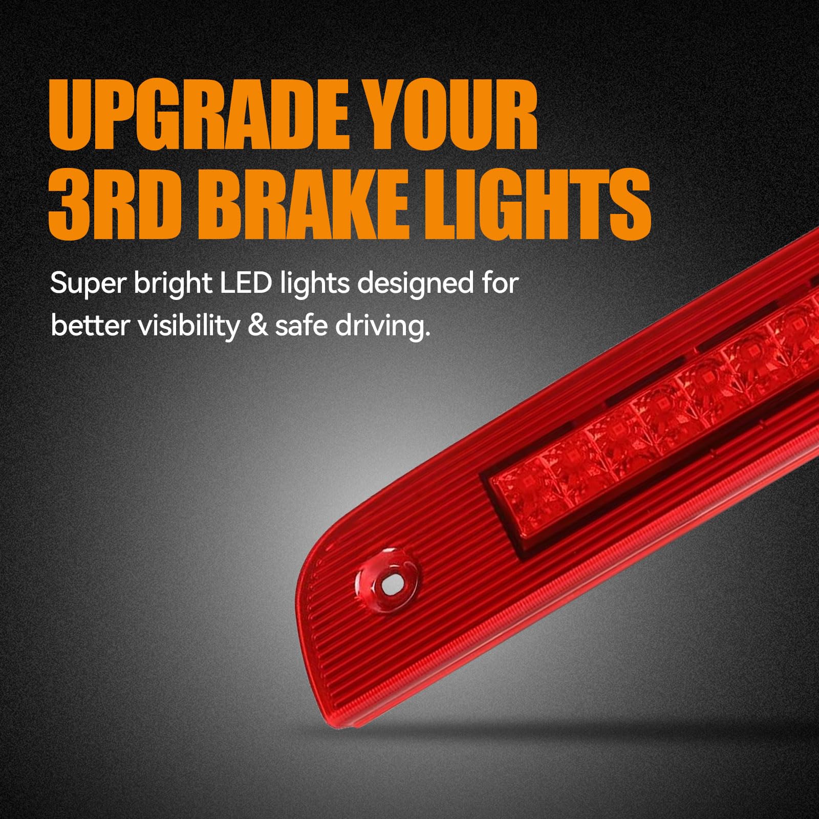 Cxdar Third 3Rd Brake Light Led For 2007-2012 Dodge Nitro, High Mount Rear Brake Lights Assembly For 07-12 Dodge Nitro, Waterpro