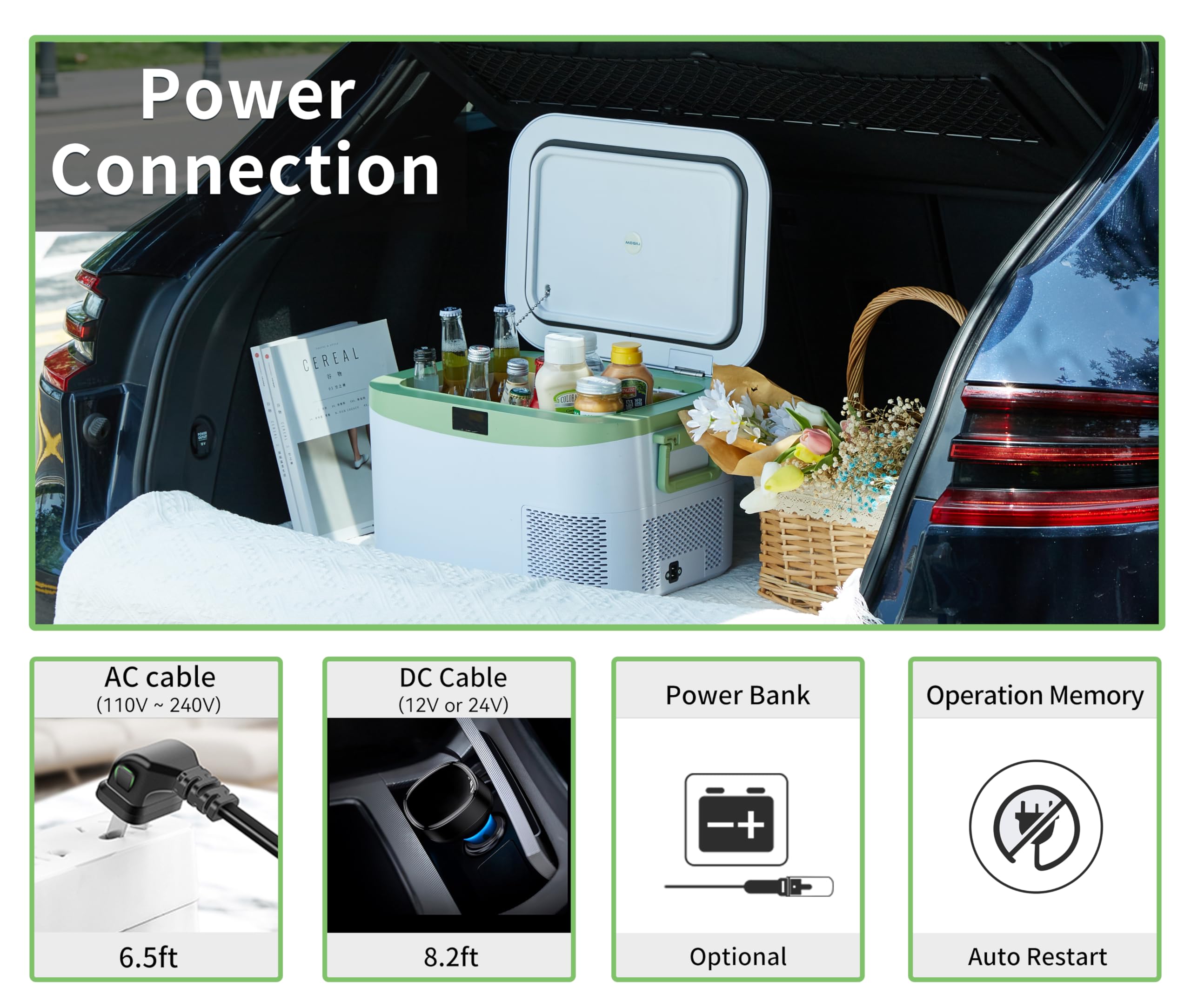 Megiu 12 Volt Refrigerator Portable Car Freezer 13.5 Quart (12.8 Liter) Compressor Cooler 12V/24V DC 110~240 Volt AC for Truck V