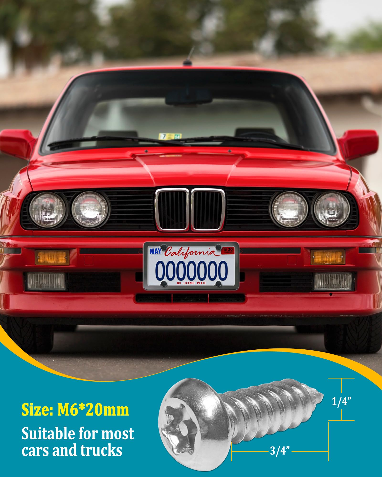 Aootf Stainless Steel License Plate Screws -30Pc Star Anti Theft Screw Torx Head Security Tamper Resistant Self Tapping License Plate Bolt License Plate Frame Fastener, Black Caps,Anti-Rattle Pad