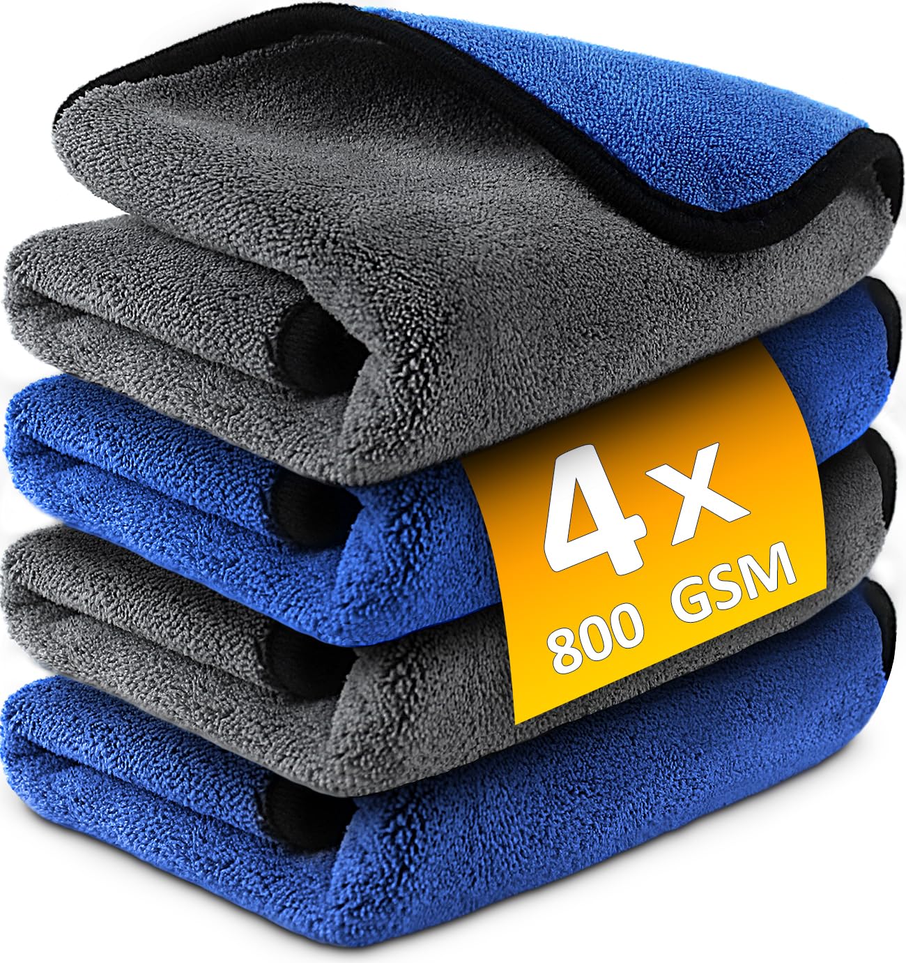 Airlab Microfiber Towels For Cars Wash Drying 800Gsm Thick Plush Cleaning Cloth Auto Detailing Super Absorbent For Interior & Exterior Lint Free, Streak Free, 16' X 16', Pack Of 4