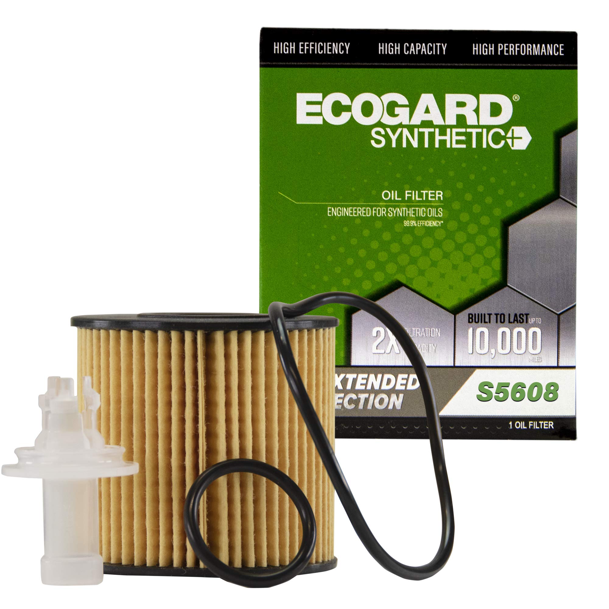 Ecogard S5608 Premium Cartridge Engine Oil Filter For Synthetic Oil Fits Toyota Camry 2.5L 2010-2017, Rav4 2.5L 2009-2018, Highl