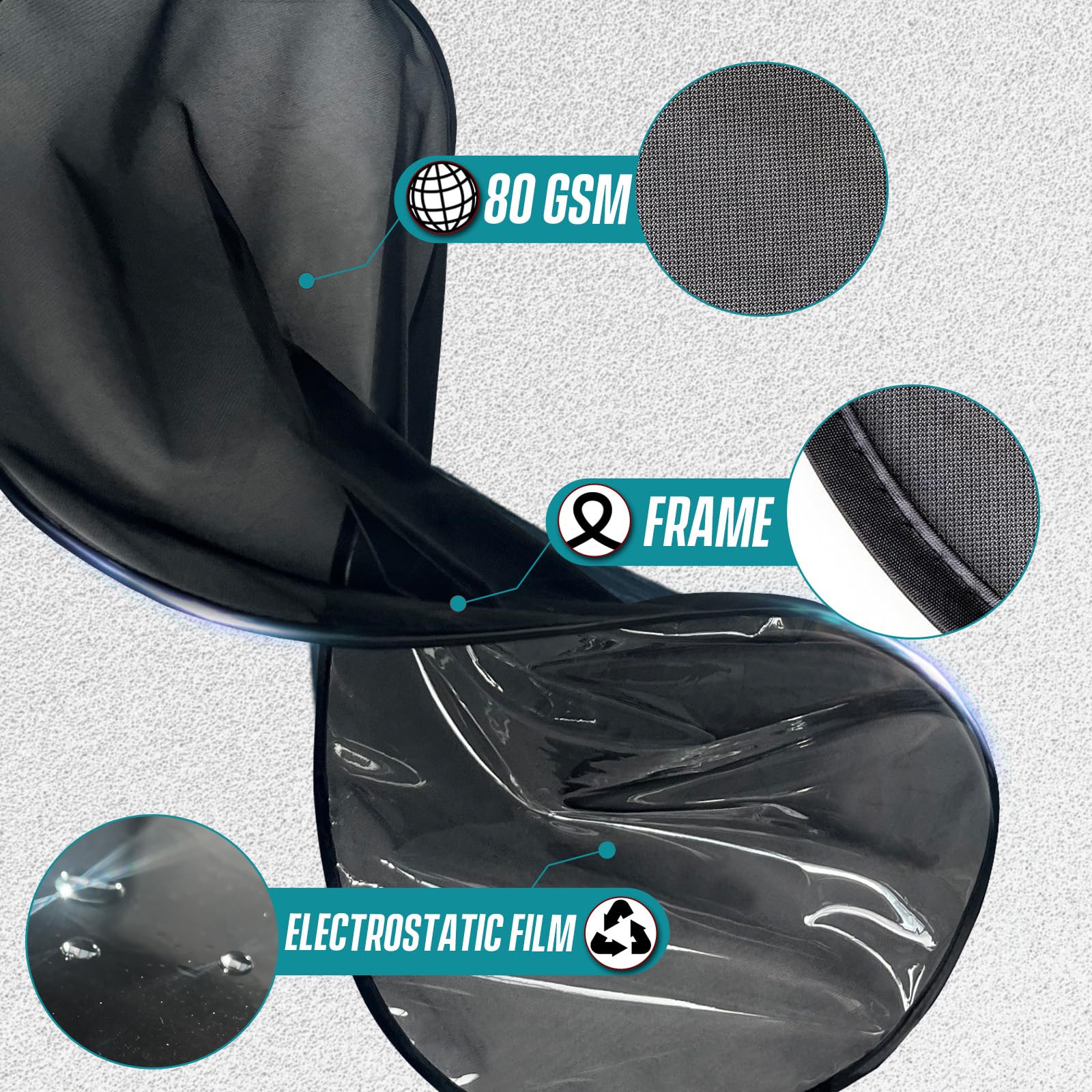 IC ICLOVER Car Sun Shade for Back Window, Static Cling UV Protection Folding Auto Rear Window Sunshade, Universal Mesh Screen Su