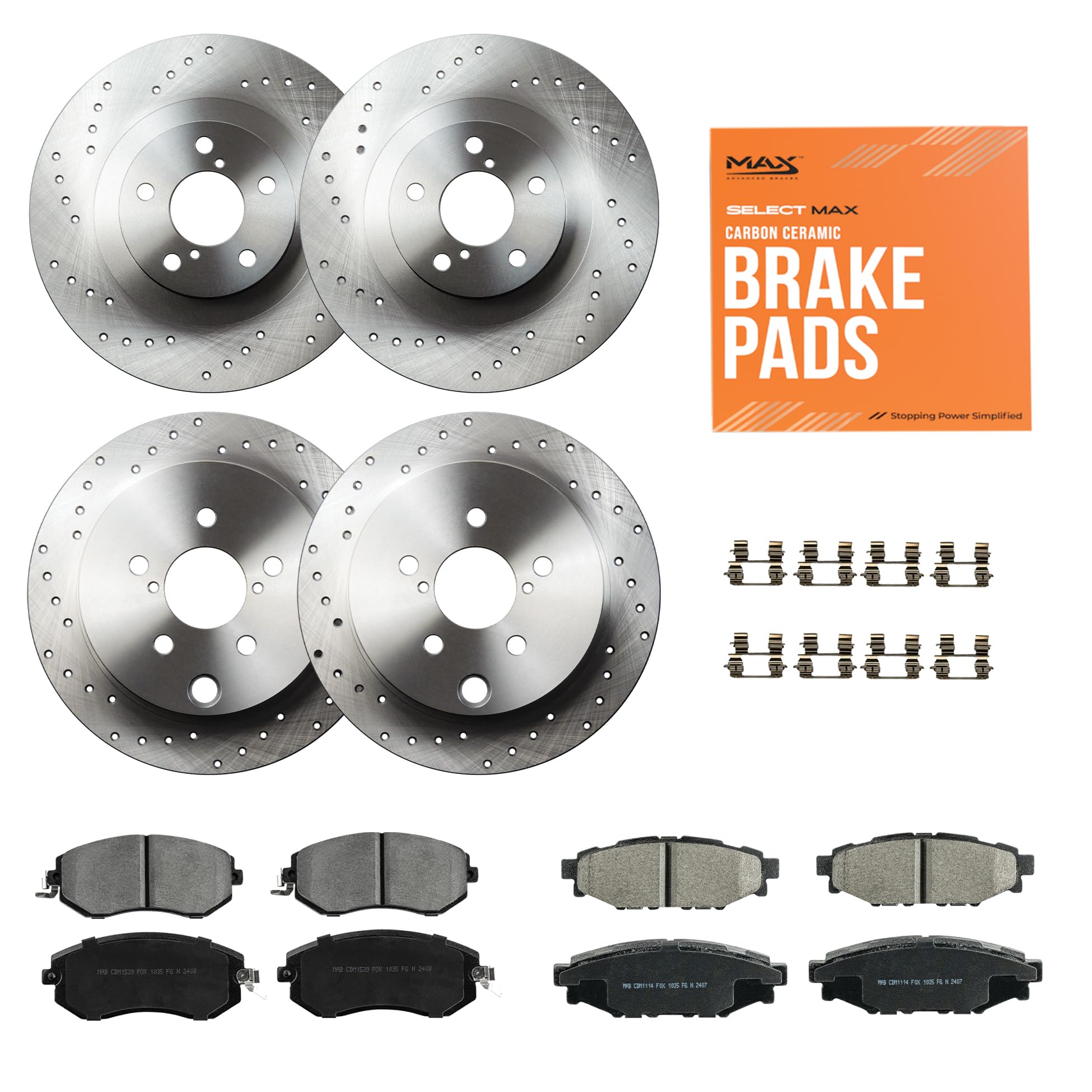 Max Advanced Brakes Front & Rear Brake Kit Compatible With 2014-2018 Subaru Forester 2.5L Crosstrek Xv Crosstrek Replacement Cro