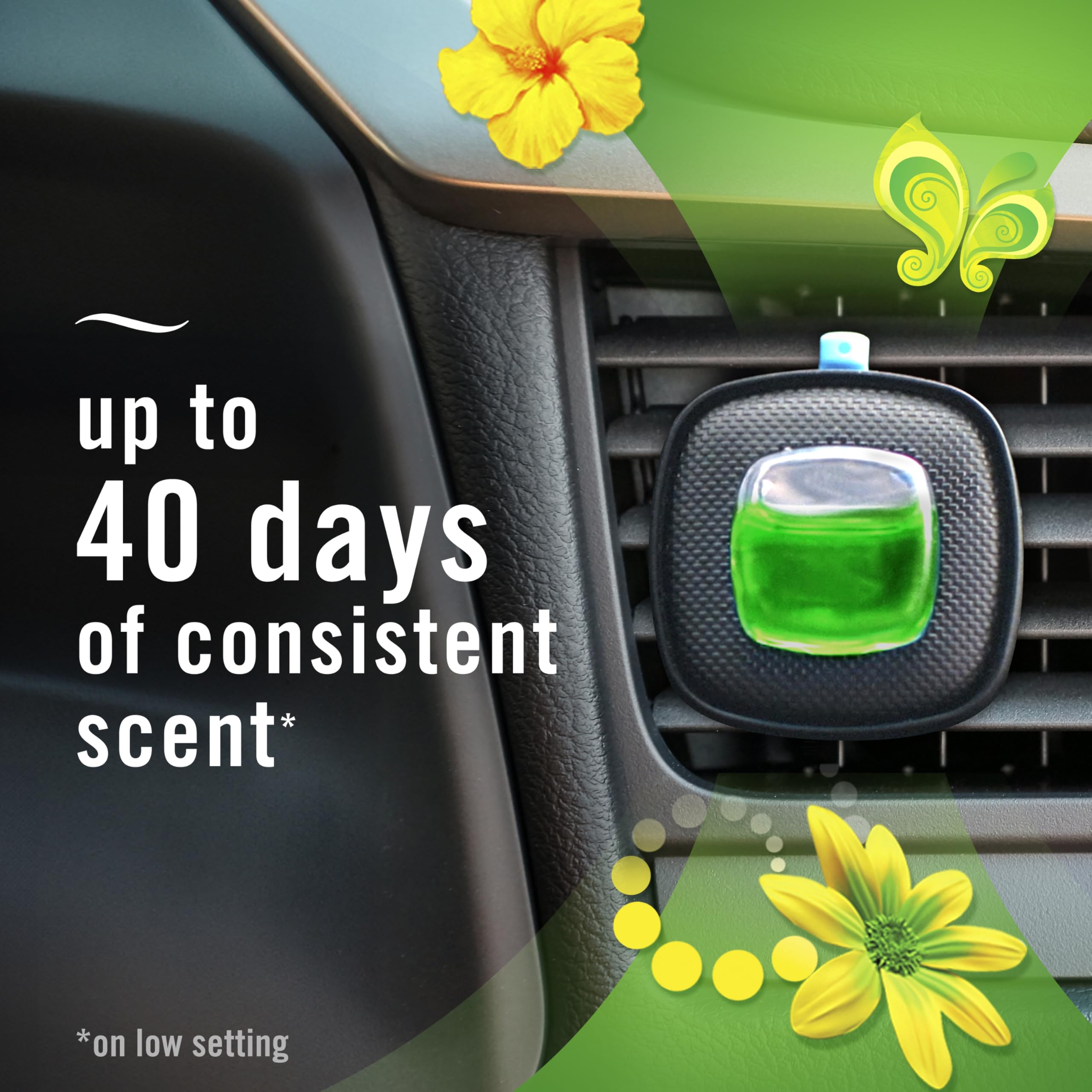 Febreze Car Vent Clip Auto, Home Office Ac Air Freshener & Odor Eliminator, With Gain Original - 2 Pieces