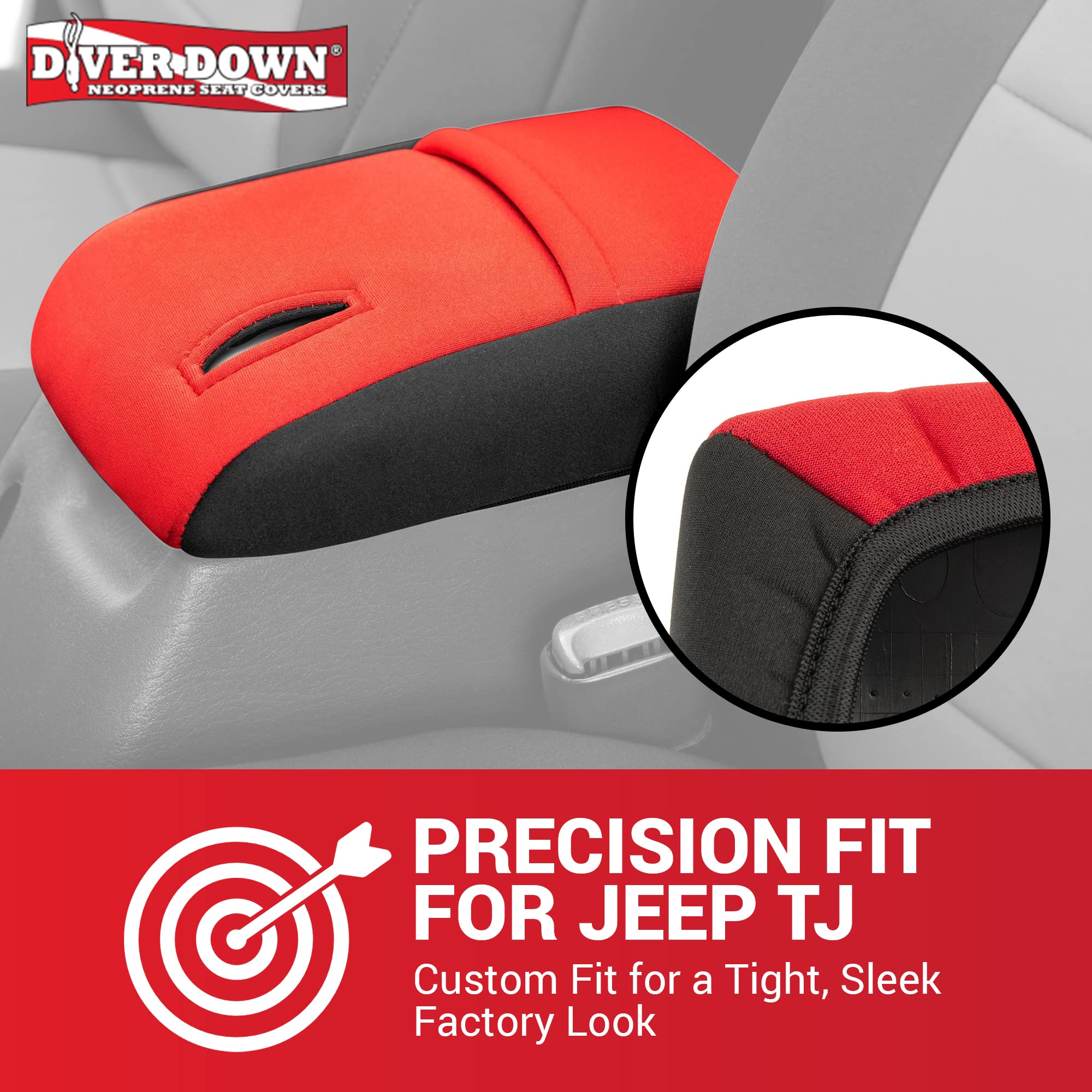 Diver Down Neoprene Center Console Cover - Fits Jeep 1997-2006 Tj Wrangler - Cushioned Armrest Cover - Doesn'T Burn Your Elbow - Tight Custom Fit - Comfortable Foam Armrest Pad (97-00 Tan)