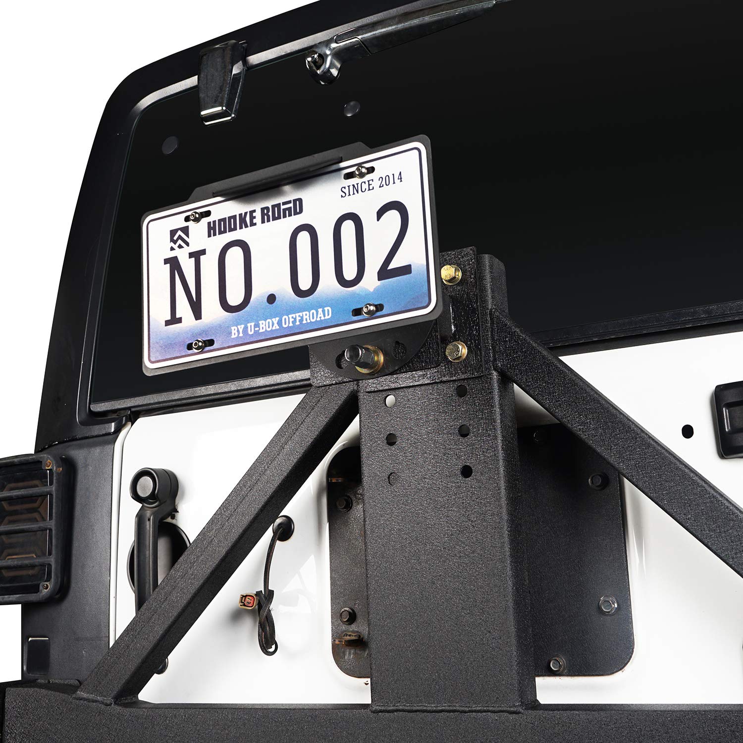 V8 GOD Wrangler License Plate Relocation for Spare Tire Mounting Bracket Compatible with Jeep Wrangler TJ & JK 97-18