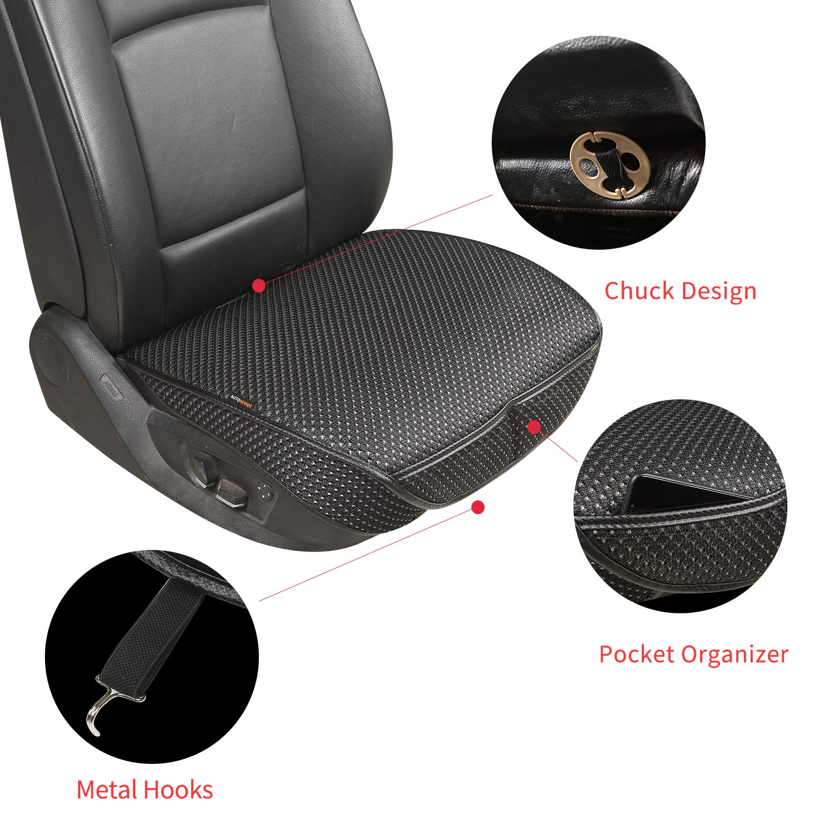 Auto Newer Breathable Universal Four Seasons Car Seat Covers, Luxury Car Seat Cushion,Protectors For Front Seat Bottoms,Compatib