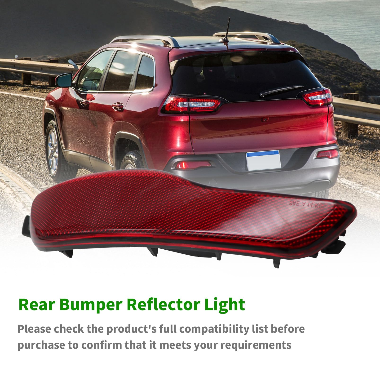 Yunnergo Rear Bumper Reflector Light 68105144Ac Compatible With Cherokee 2014 2015 2016 2017 2018 (Right)