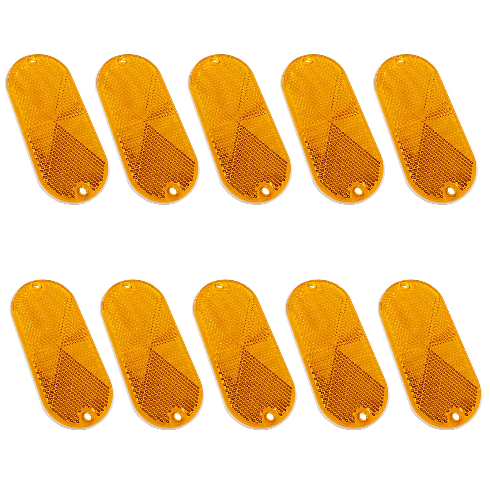 Hitefu 10PCS Front Reflector, Yellow Oval Safety Reflectors for Roads Mailboxes Automobiles Trailer Boats Tunnels Reflector, Sel