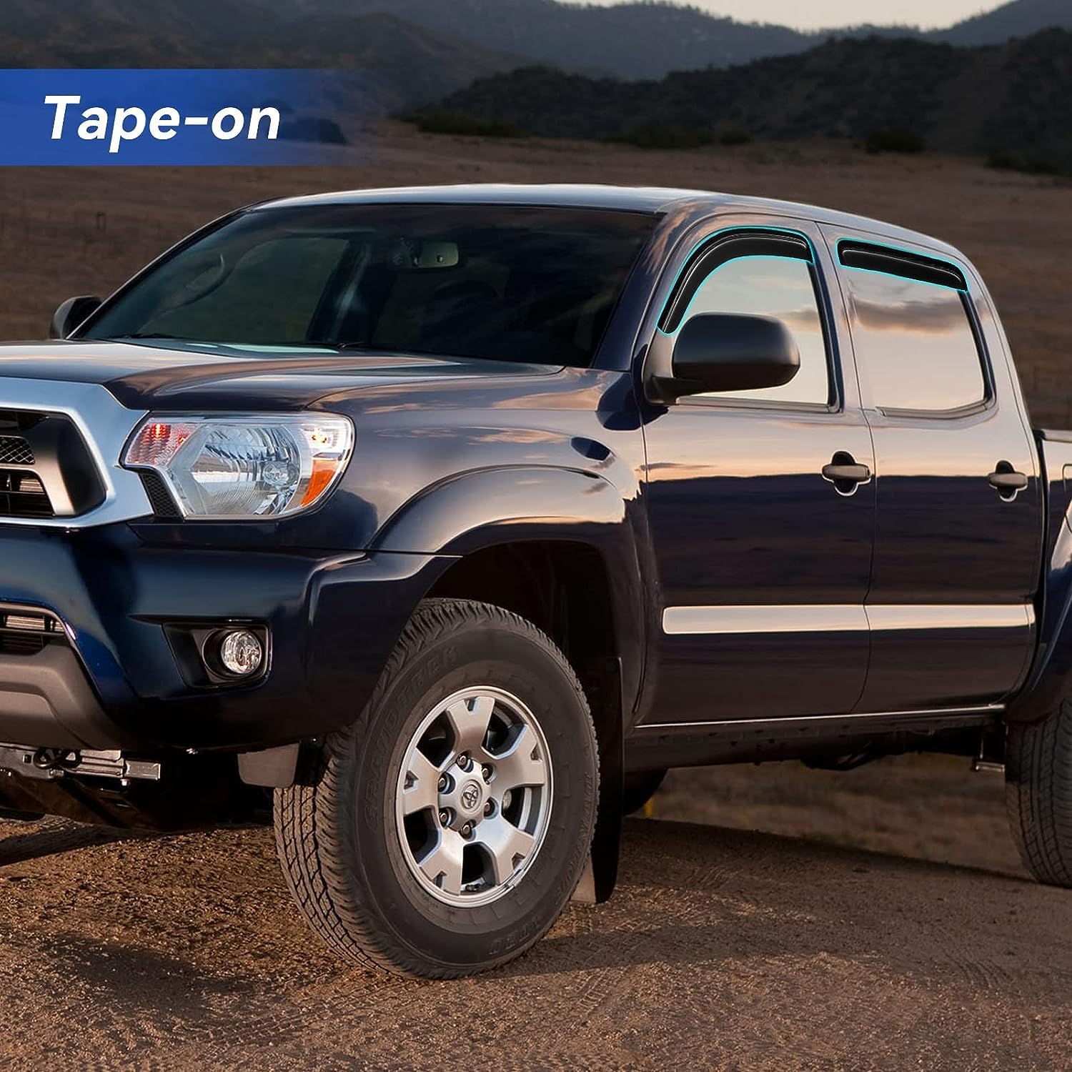 Window Visors Rain Guards for 2005-2015 Toyota Tacoma Double Cab, Out-Channel Window Vent Wind Deflectors Visors Shades for 05-1