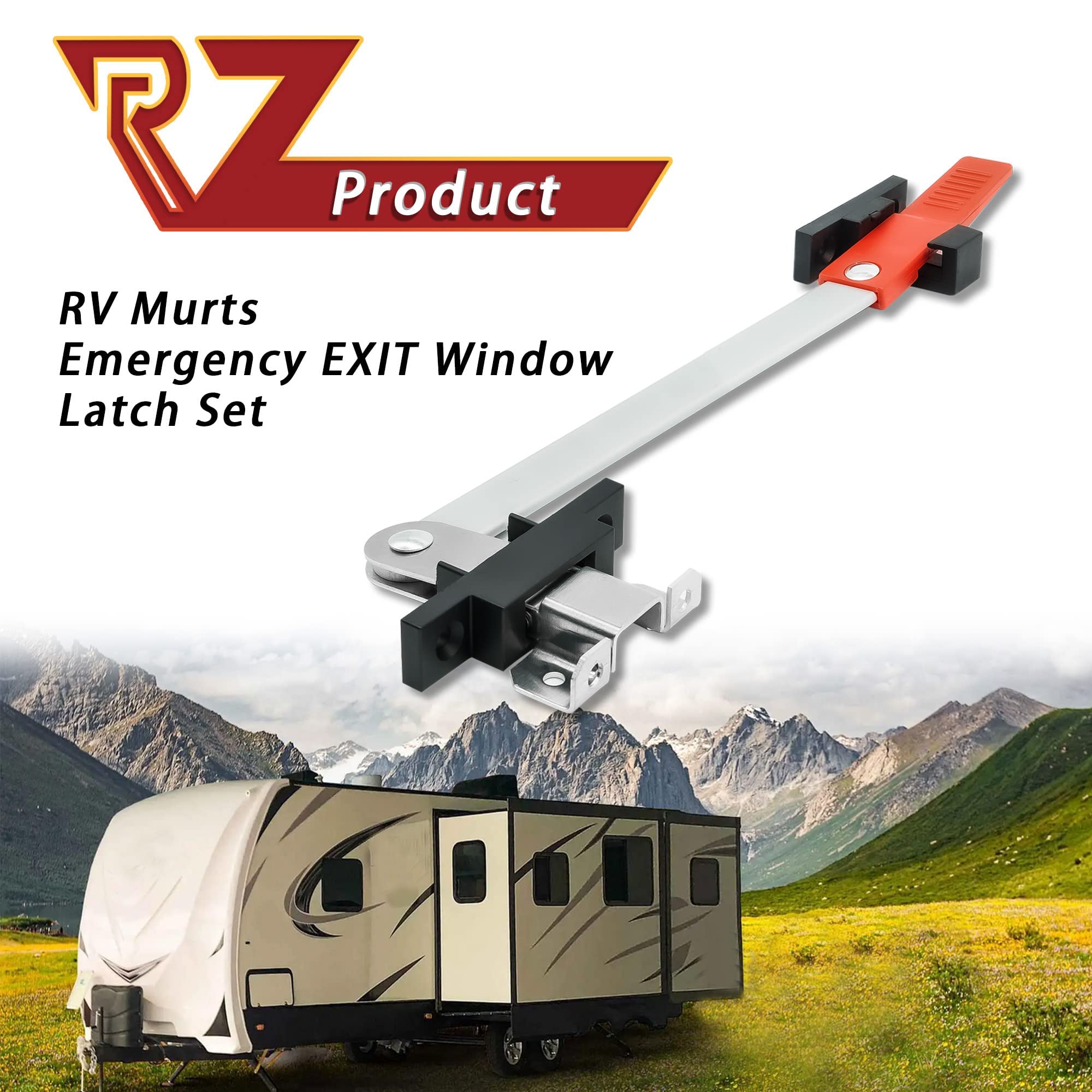 Aucuda Rv Emergency Window Latch, Metal Exit Window Locks, Camper Egress Window Security Bars, Window Support Holder With Red Ha