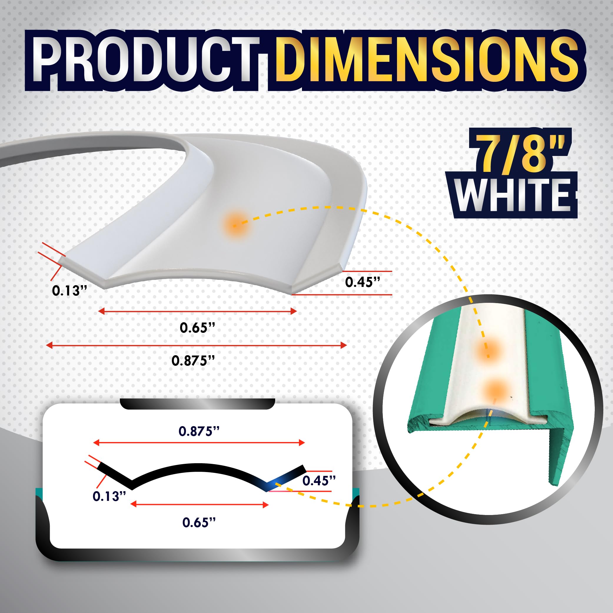 LATCH.IT RV Trim Molding Insert 7/8'' (White) | 100 RV Trim Molding Exterior | UV-Resistant Vinyl RV Corner Molding | Durable RV