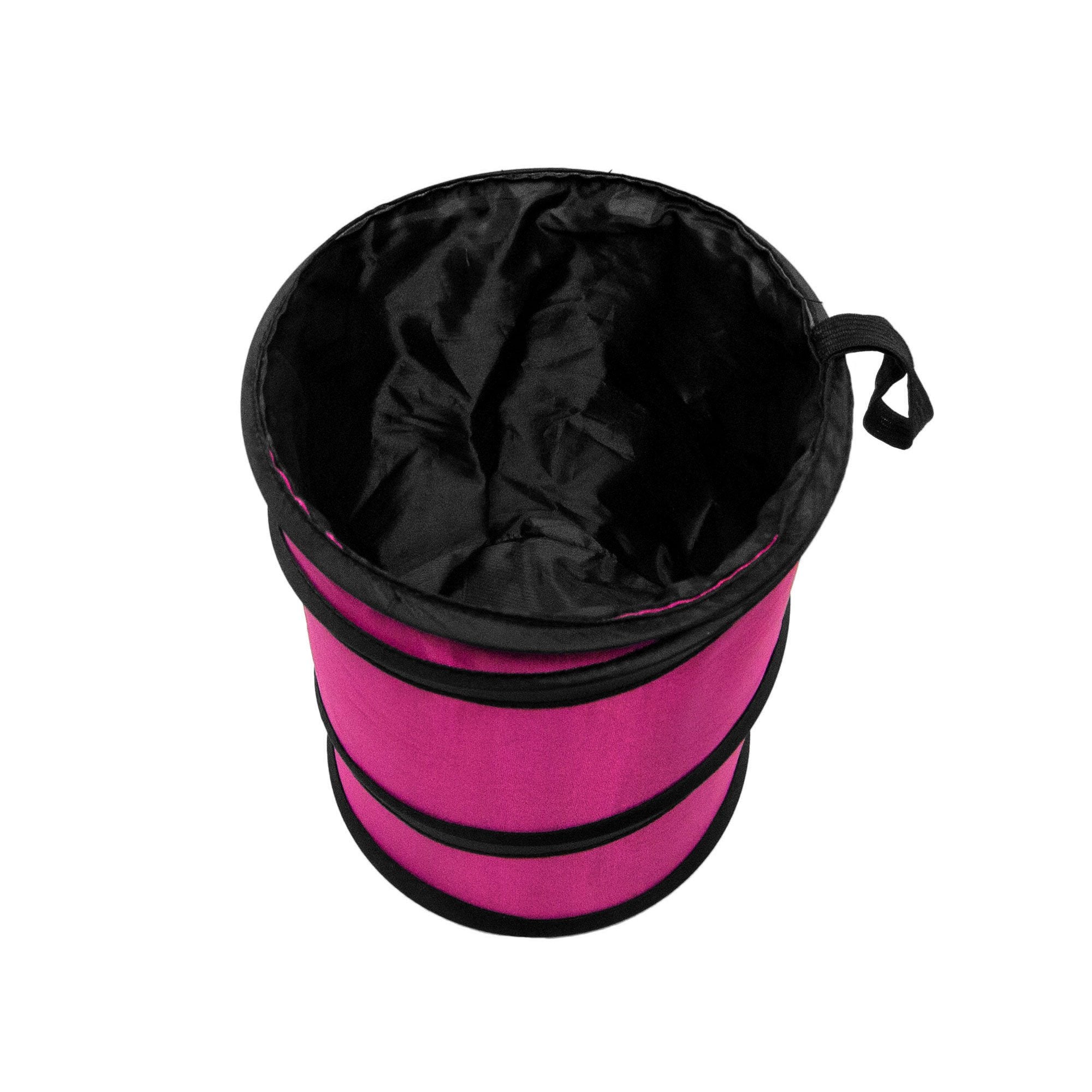 Fh Group Automotive Waterproof Portable Collapsible Small Trash Can Garbage Container Fits Most Cars, Suvs, And Trucks Pink