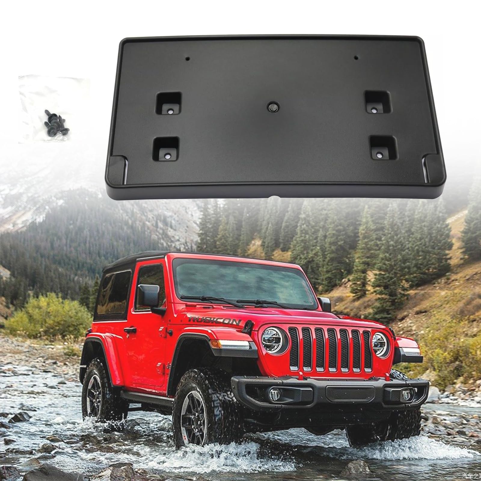 Front License Plate Frame Front Bumper License Plate Holder Mounting Bracket Cover For Jeep Wrangler Jl Jlu Gladiator Jt 2018-2024 (For Steel Bumper Only) Replace # 68295610Aa Ch1068150