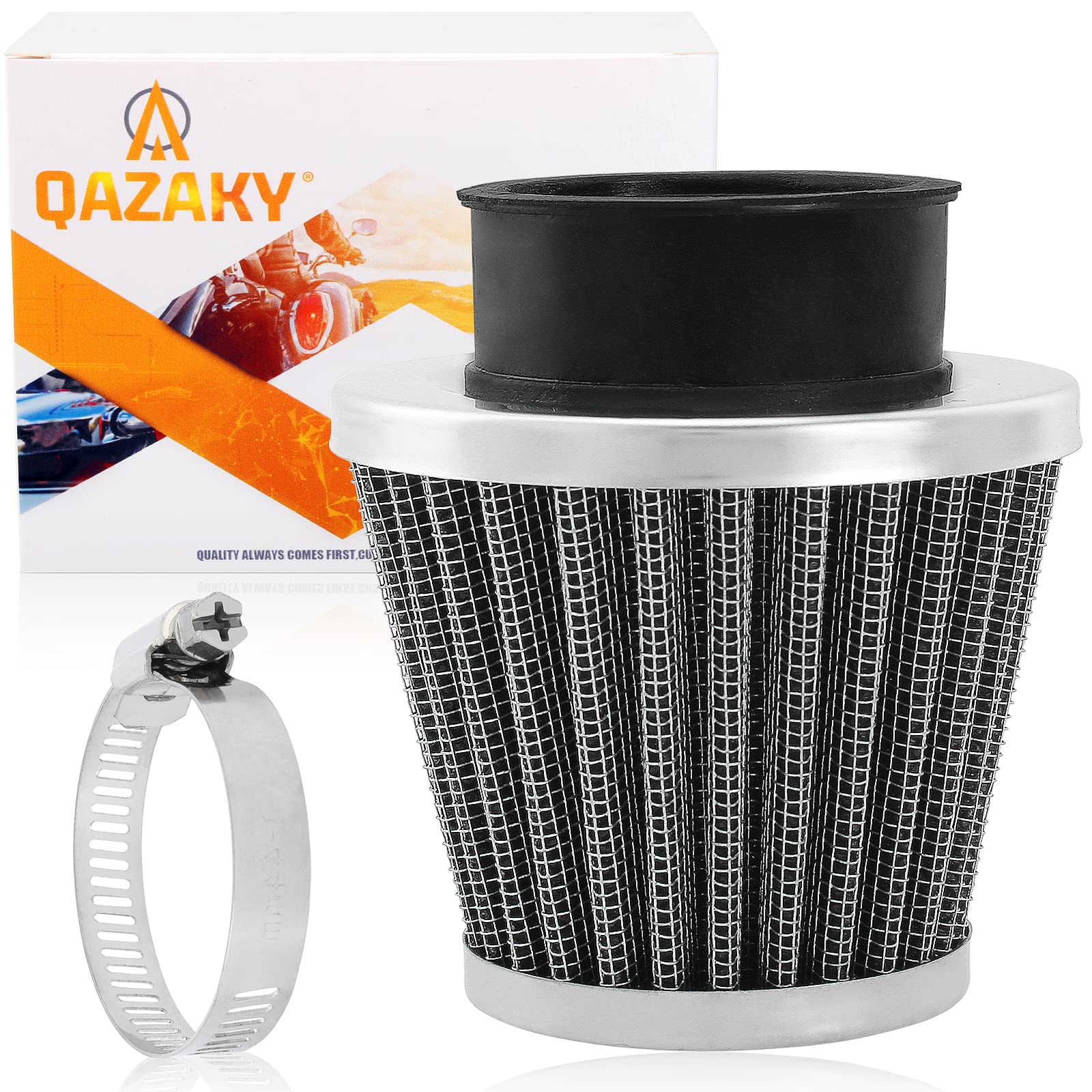 Qazaky Universal 44Mm 45Mm 46Mm Filter Cleaner Compatible With 50Cc-90Cc 110Cc 125Cc 140Cc 150Cc 200Cc 250Cc Gy6 Motorcycle Atv Scooter Quad Go Kart Moped Pit Dirt Racing Bike Suzuki Baja 1.77Inch