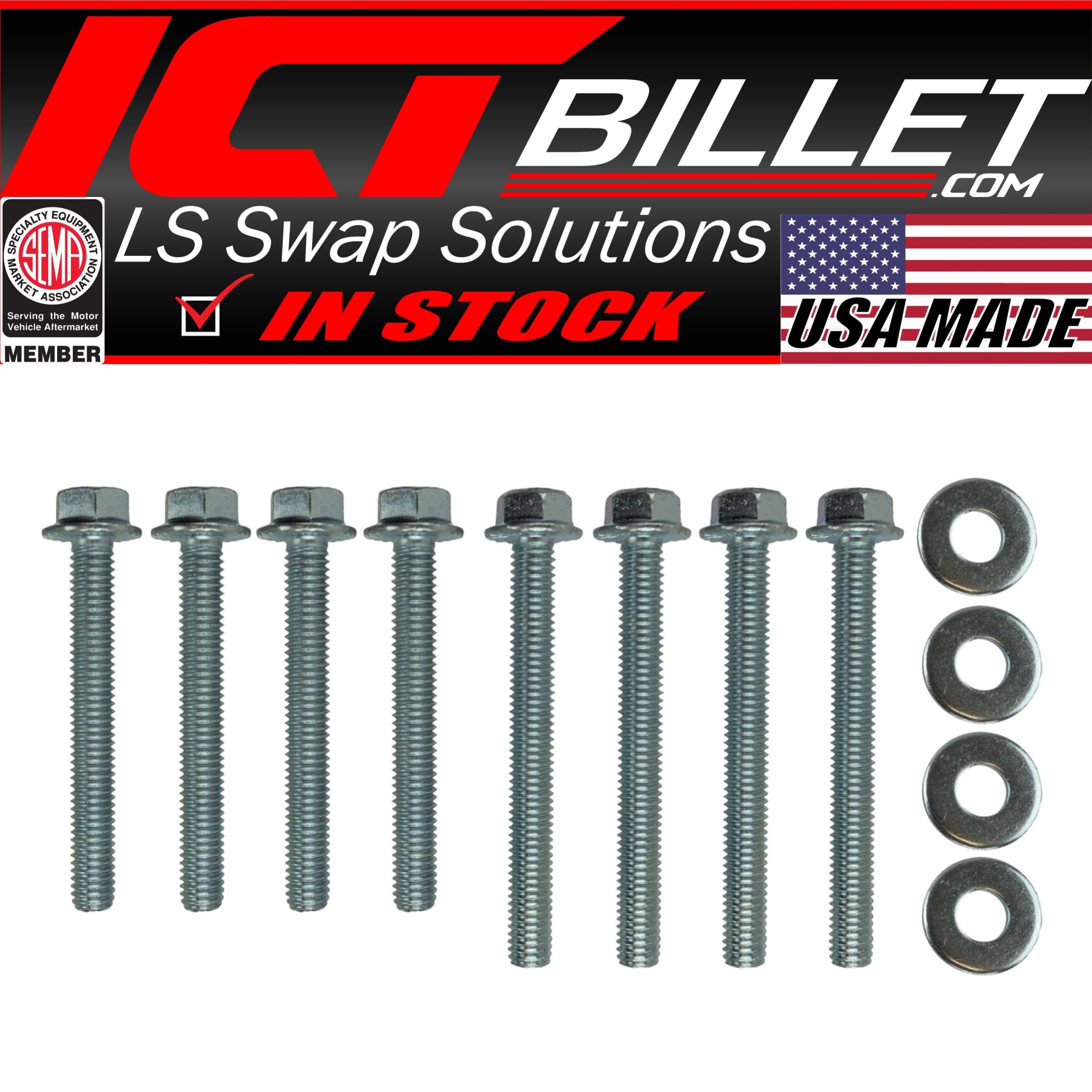 Ict Billet Engine Stand Flange 3/8-16 Standard Bolt Kit Compatible With Sbc 305 327 350 383 5.0L 5.7L Bbc 396 402 409 427 454 50