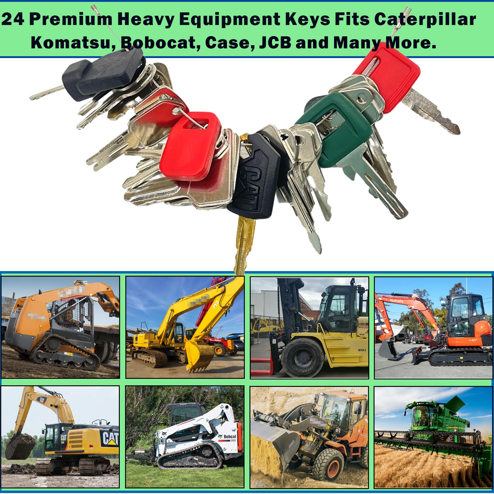 Heavy Equipment Keys Master Set, Construction Ignition Key Set Fits Case,Komatsu,Hyster, Cat, Jcb, Daewoo, Jlg, Jd, Forklift, Cr