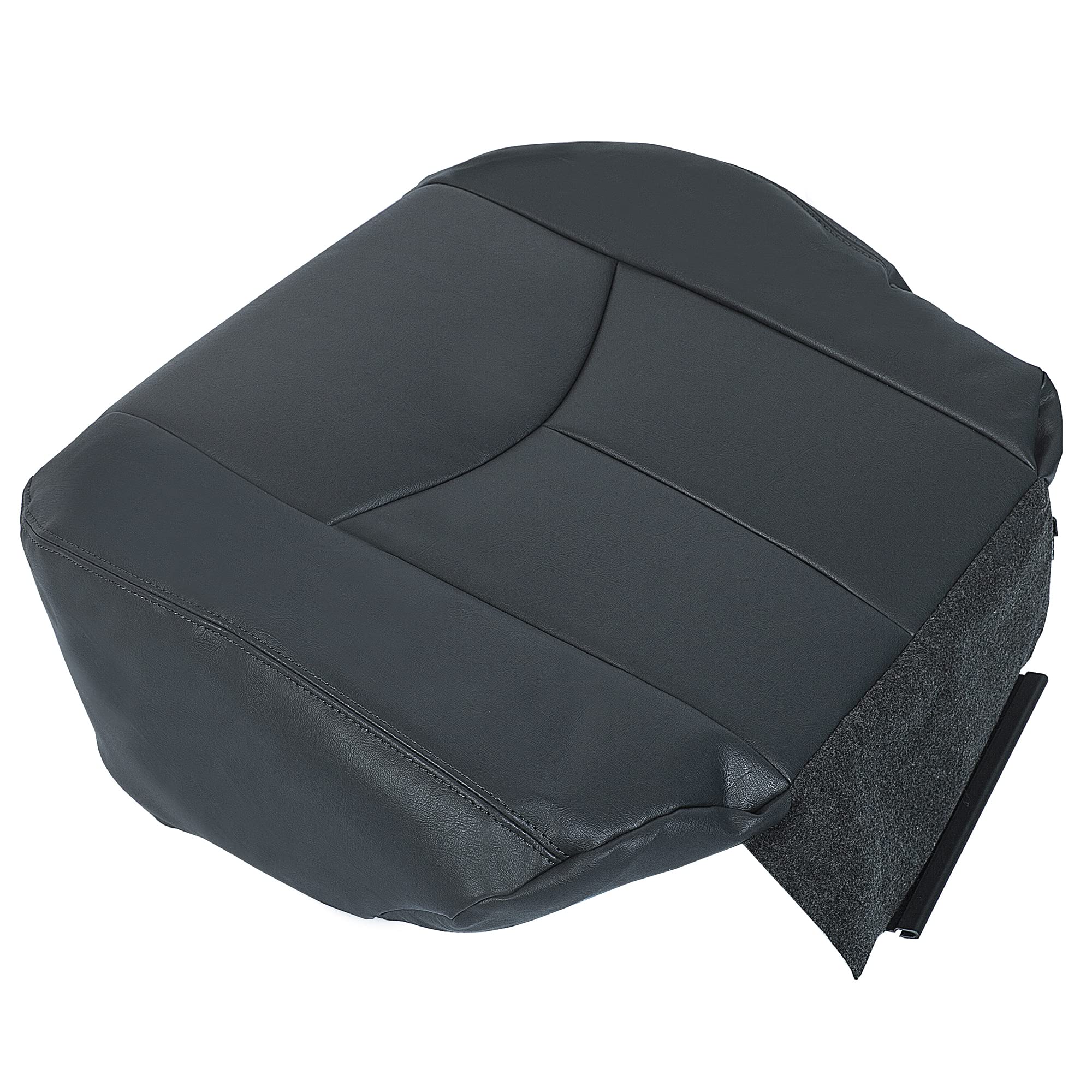 ECOTRIC Driver Side Bottom Seat Cover Replacement Compatible with 2003-2006 Chevrolet Silverado Avalanche GMC Sierra 1500 2500 3500 & 2007 Classic Left Lower Synthetic Leather Dark Pewter Gray