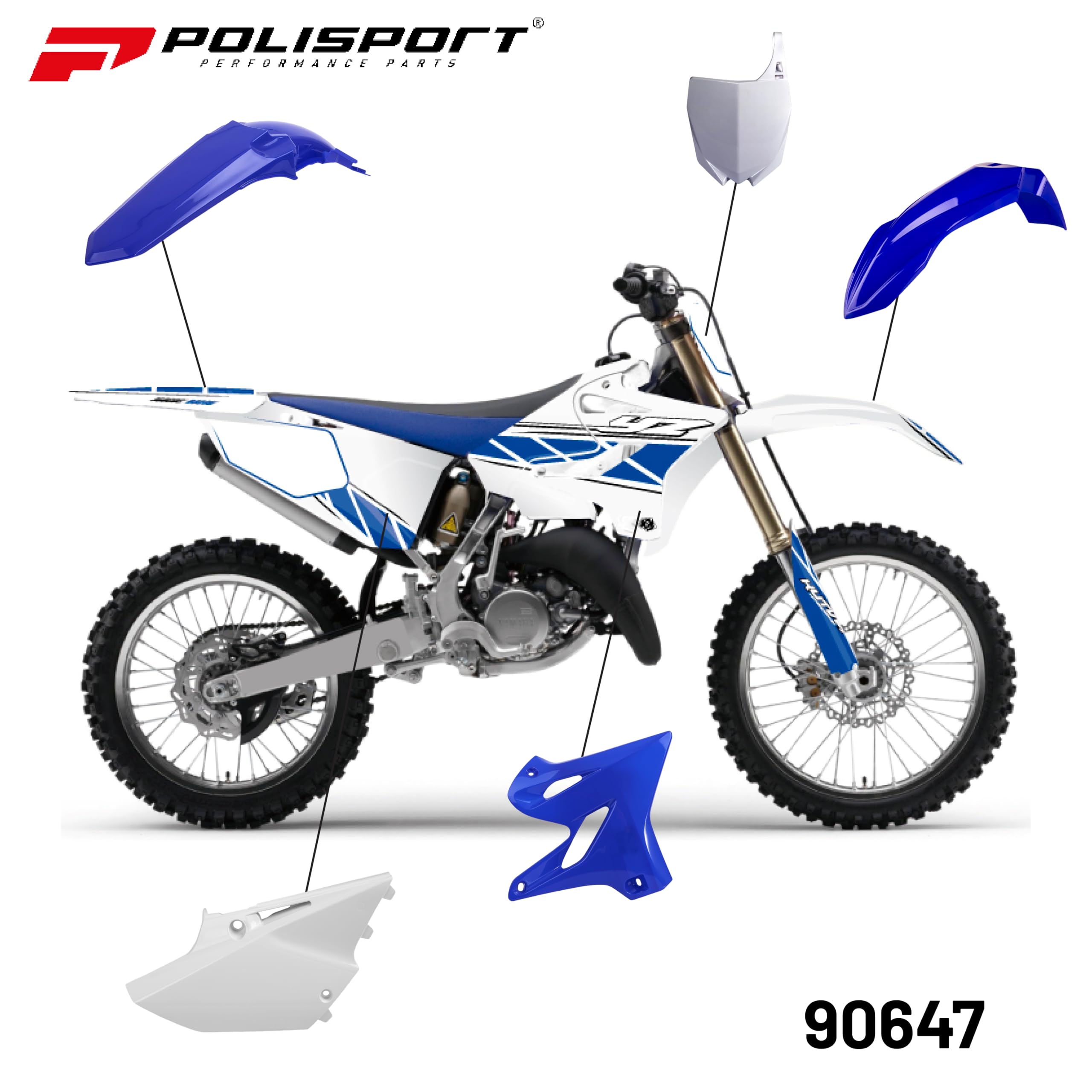 Polisport Full Plastic Kit for Yamaha YZ 125/250 (2015-20) OEM Quality Restyling Kit with Superior Fit, Flexibility, and Durabil