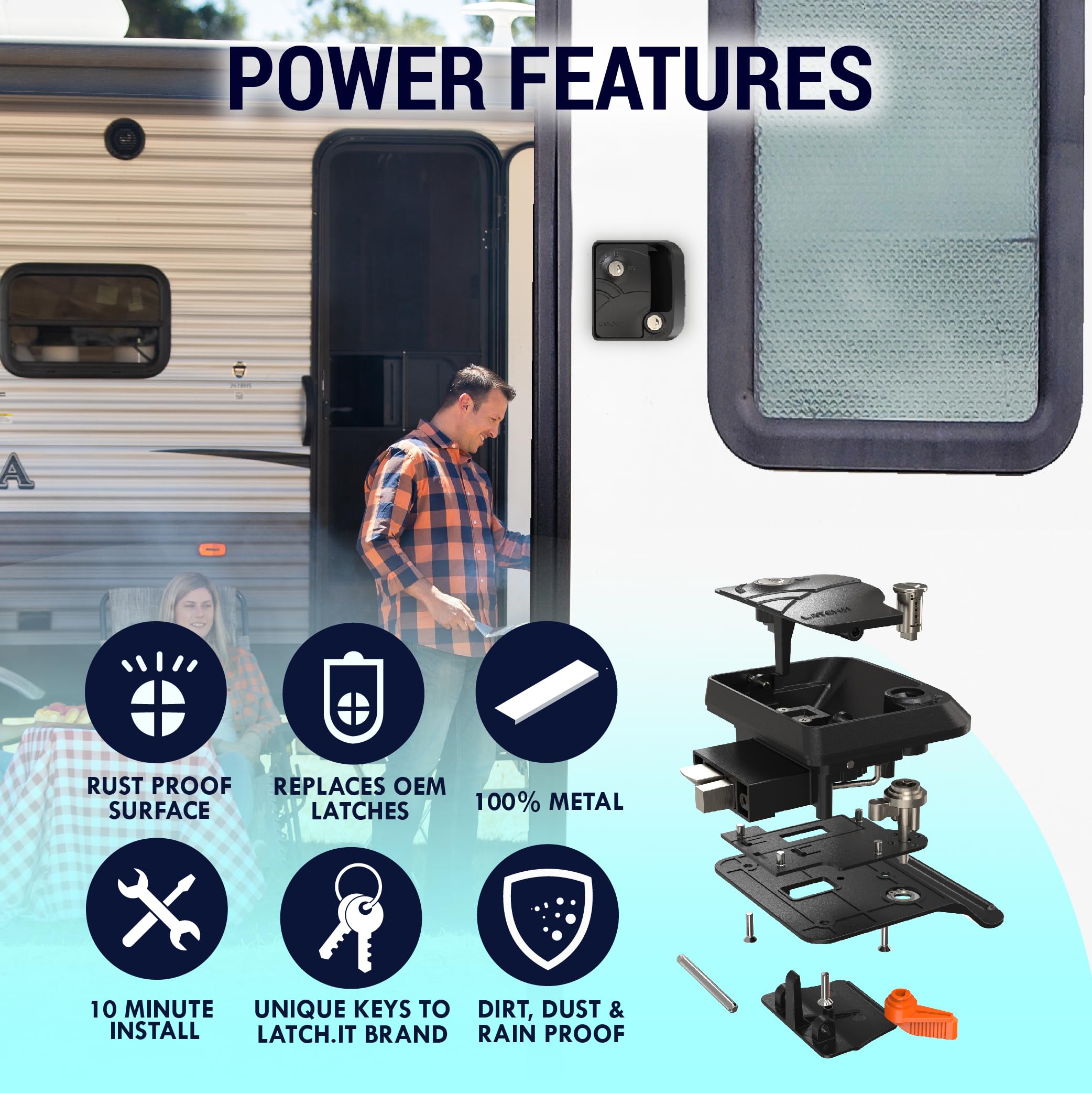 Latch.It Rv Door Locks | Keyed-Alike Mini Mechanical Rv Door Latch | Rv Door Lock Replacement | 100% Metal Camper Door Lock | Rv