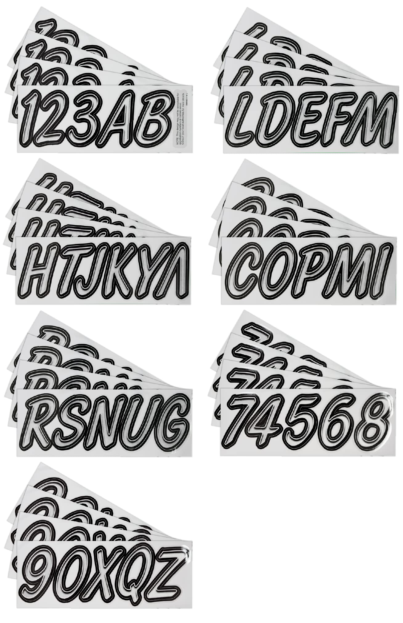 Hardline Products Series 400 Factory Matched 3-Inch Boat & Pwc Registration Number Kit, Silver/Black - Sibkg400