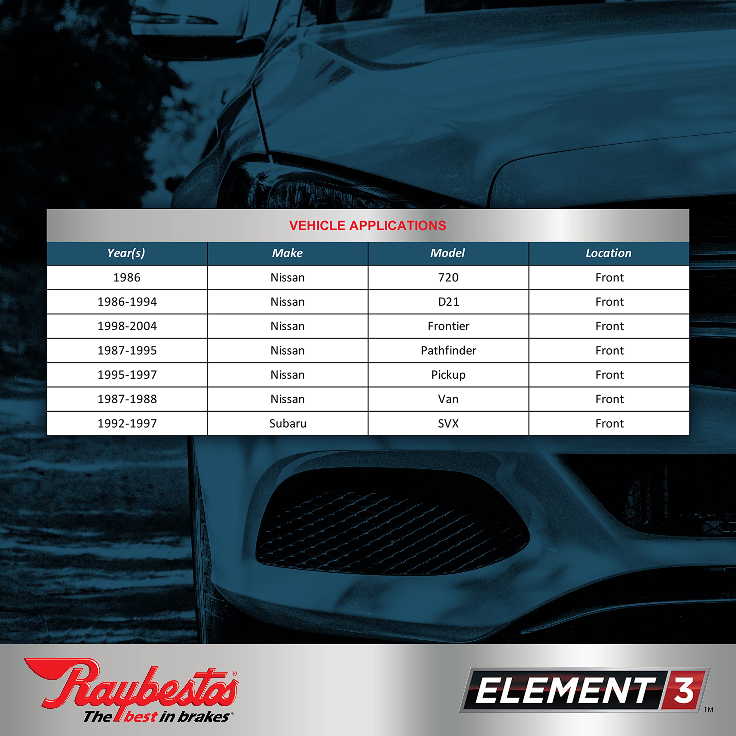 Raybestos Element3 Ehttm Replacement Front Ceramic Brake Pad Set For Select Nissan 720/D21/Frontier/Pathfinder/Pickup/Van And Su