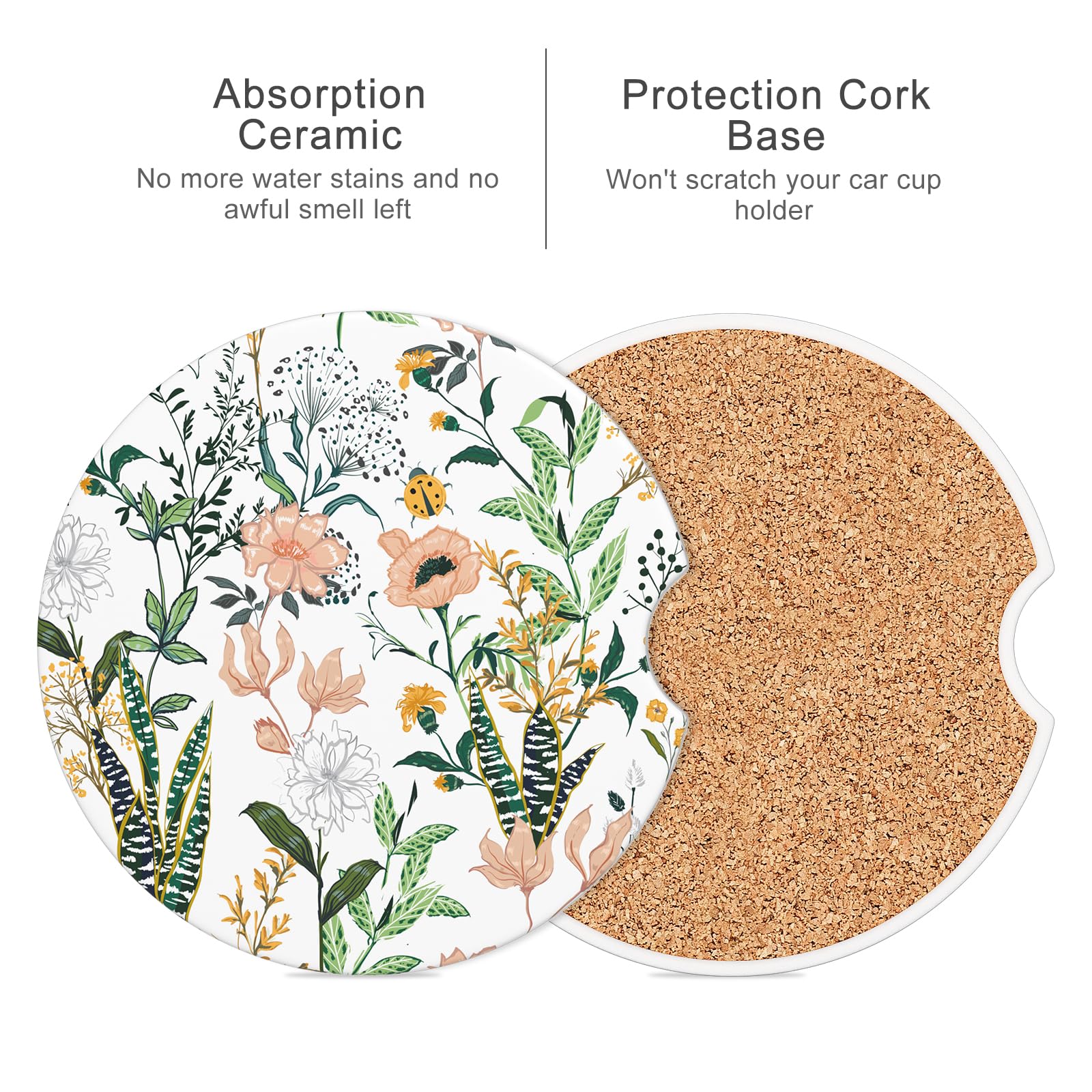 Car Cup Holder Coaster, Car Coasters For Cup Holders, 4 Pack Universal Anti Slip Insert Absorbent Ceramic Auto Interior Accessor