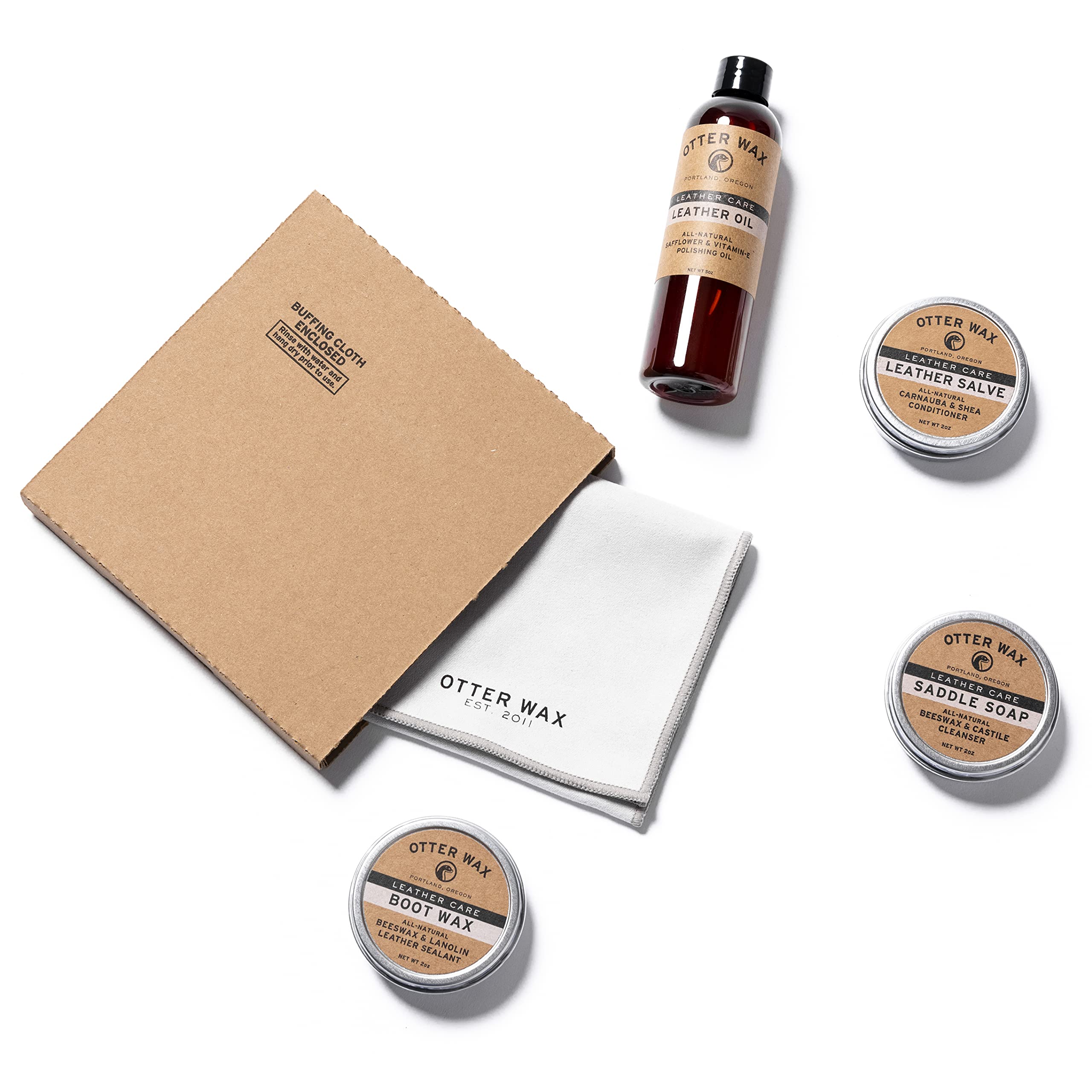 Otter Wax Leather Care Kit | 100% All-Natural Leather Care Products | Made In The Usa | Includes Saddle Soap & Leather Salve | C