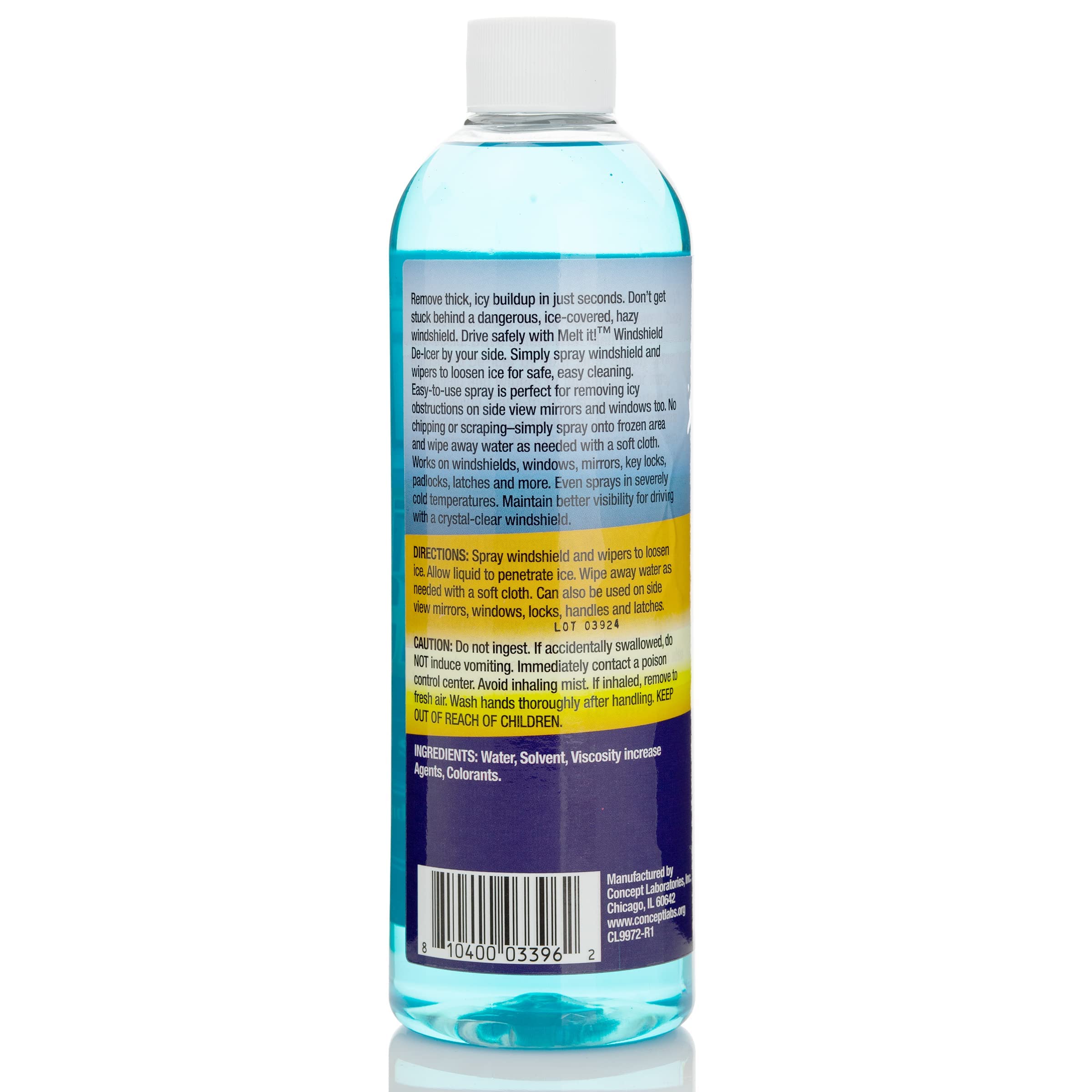 Melt It! E·Z·R Windshield De-Icer. Instantly Melts Ice & Winter Frost For Car Windshields, Windows, Mirrors, Key Locks, & Latches, Snow Melting Defrost Liquid For Car Window Cleaner, 17 Fl Oz Spray