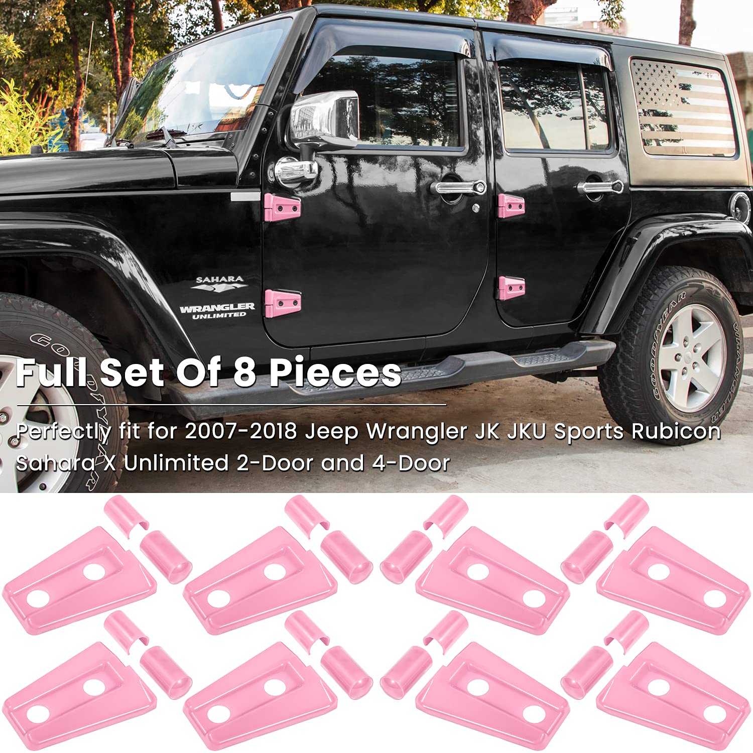 E-Cowlboy Door Hinge Cover Trim Exterior Accessories For Jeep Wrangler Jk Jku Sport Rubicon Sahara X Unlimited 2-Door & 4-Door 2