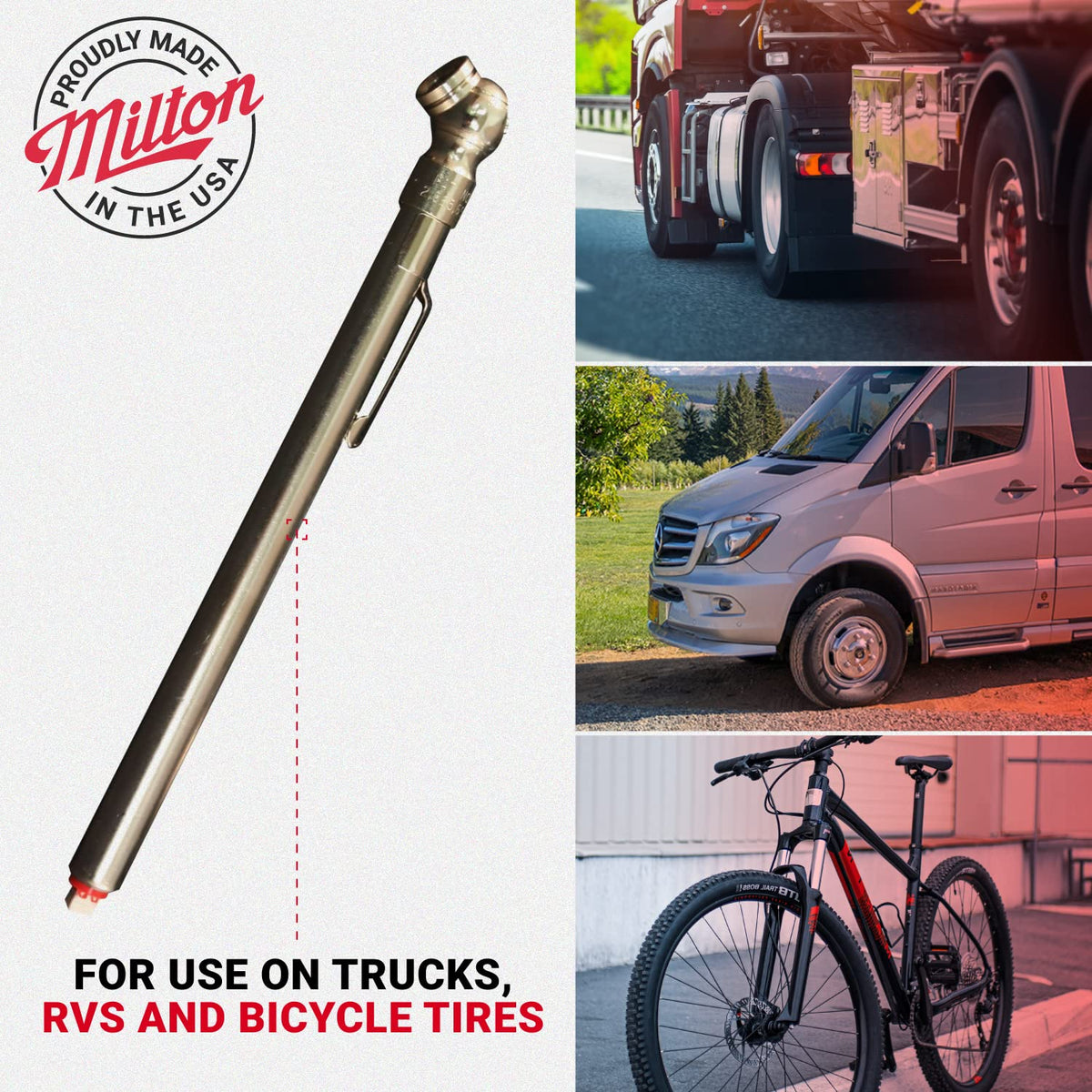 Milton S-925 Pencil Tire Pressure Gauge for Trucks, RV’s & Bicycle Tires, Single