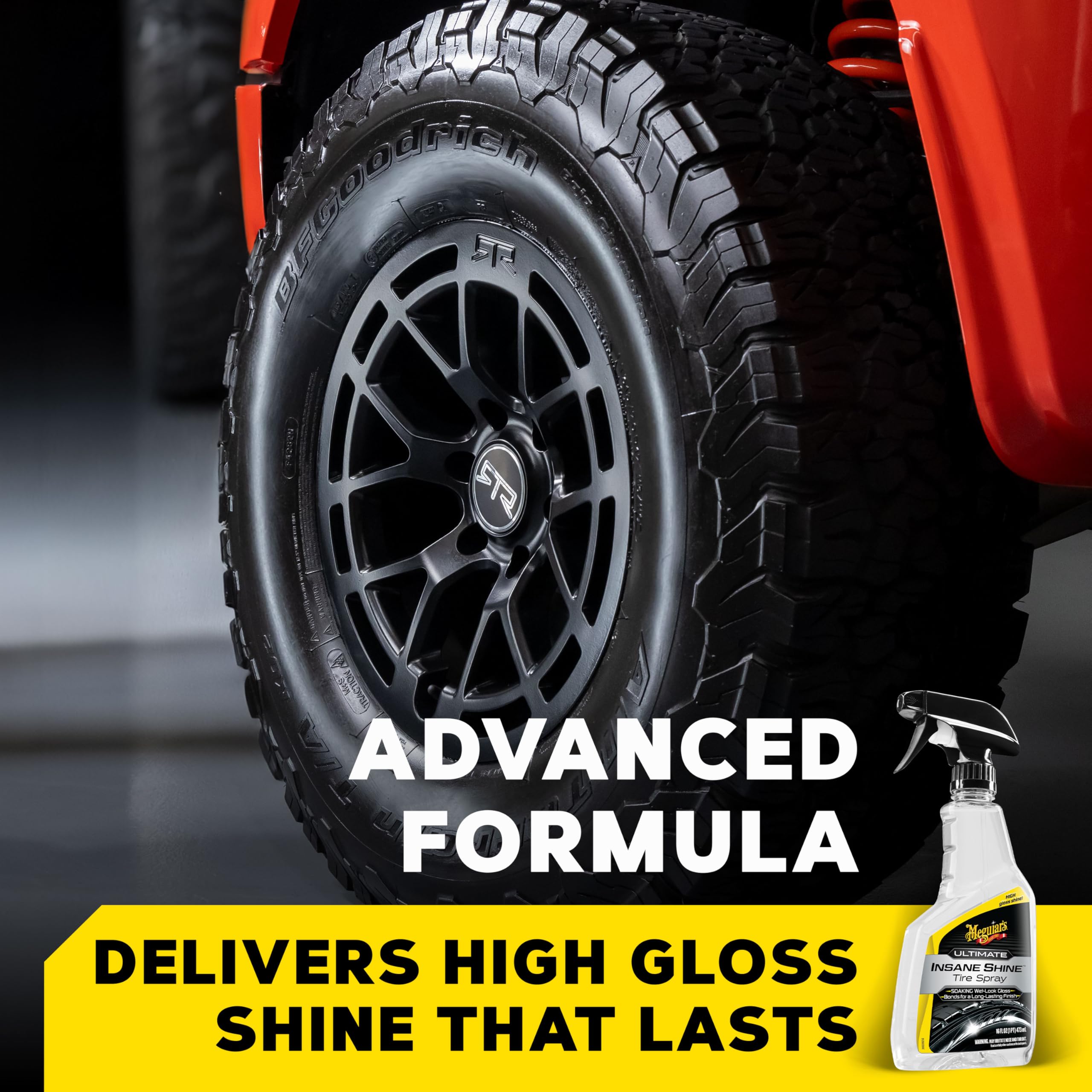 Meguiars Ultimate Insane Shine Tire Spray - Premium Tire Dressing that Delivers a Lasting High Gloss Wet Look and is Easy to Use