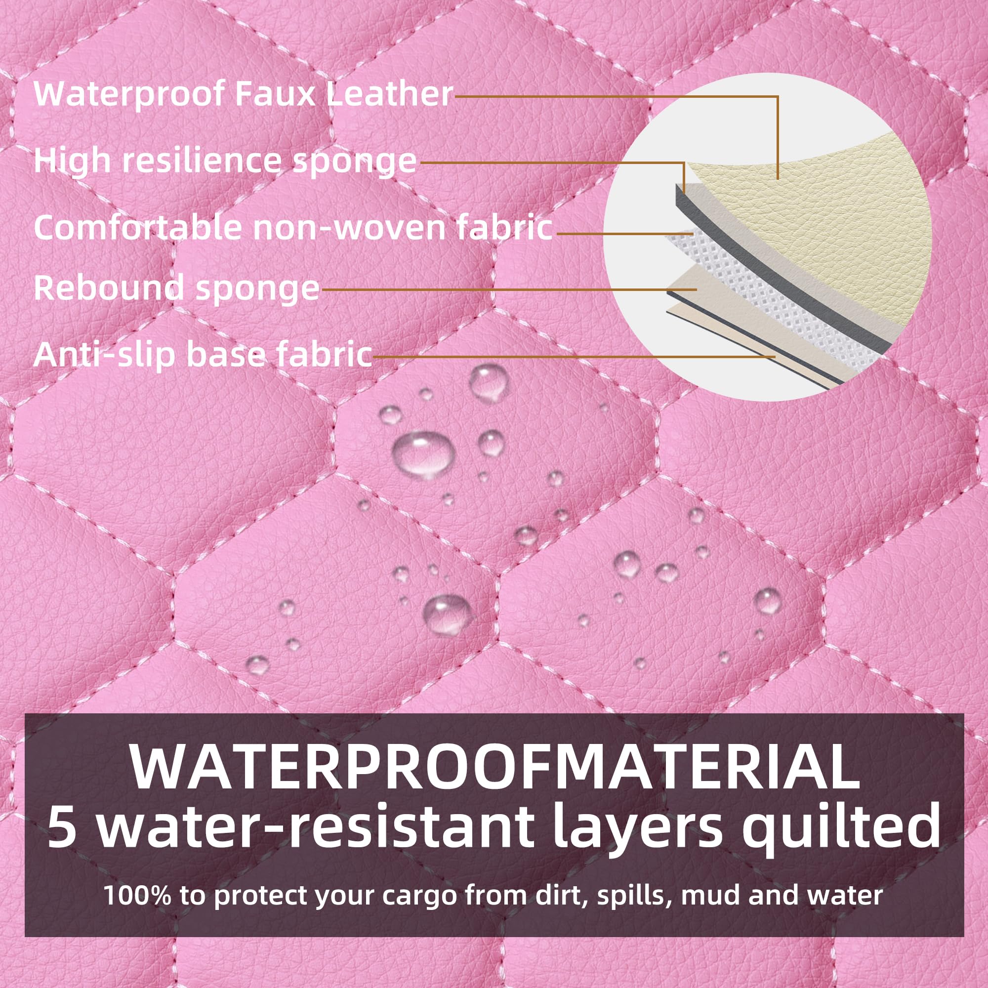 Elantrip 2 Pcs Front Car Seat Covers Pink Leather Auto For Women Airbag Compatible Diamond Pattern Pu Seat Cover Universal Fitne