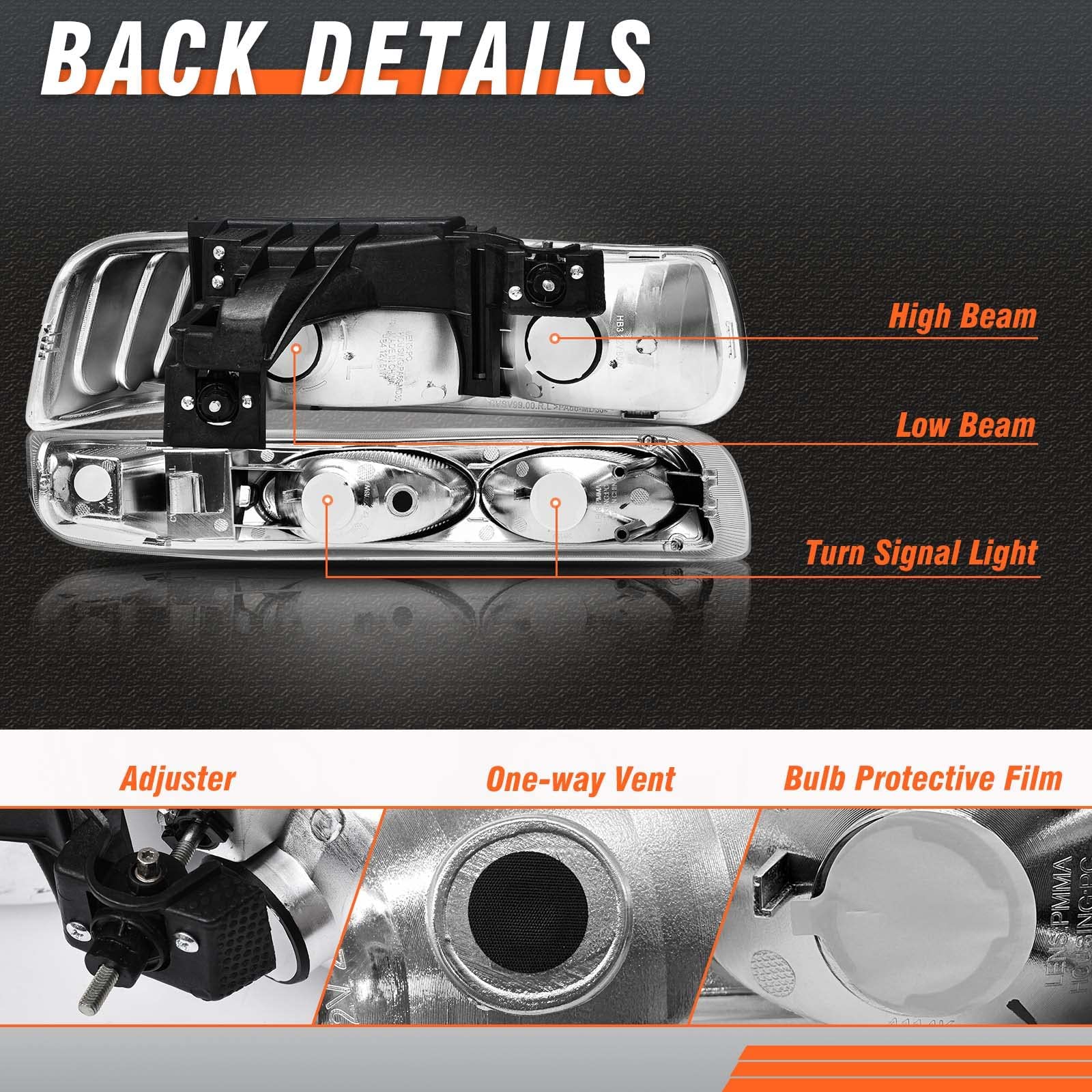 Axlaha Headlights Assembly For 1999-2002 Chevy Silverado 1500 2500/2001 2002 Chevrolet Silverado 1500Hd 2500Hd 3500/2000-2006 Ta