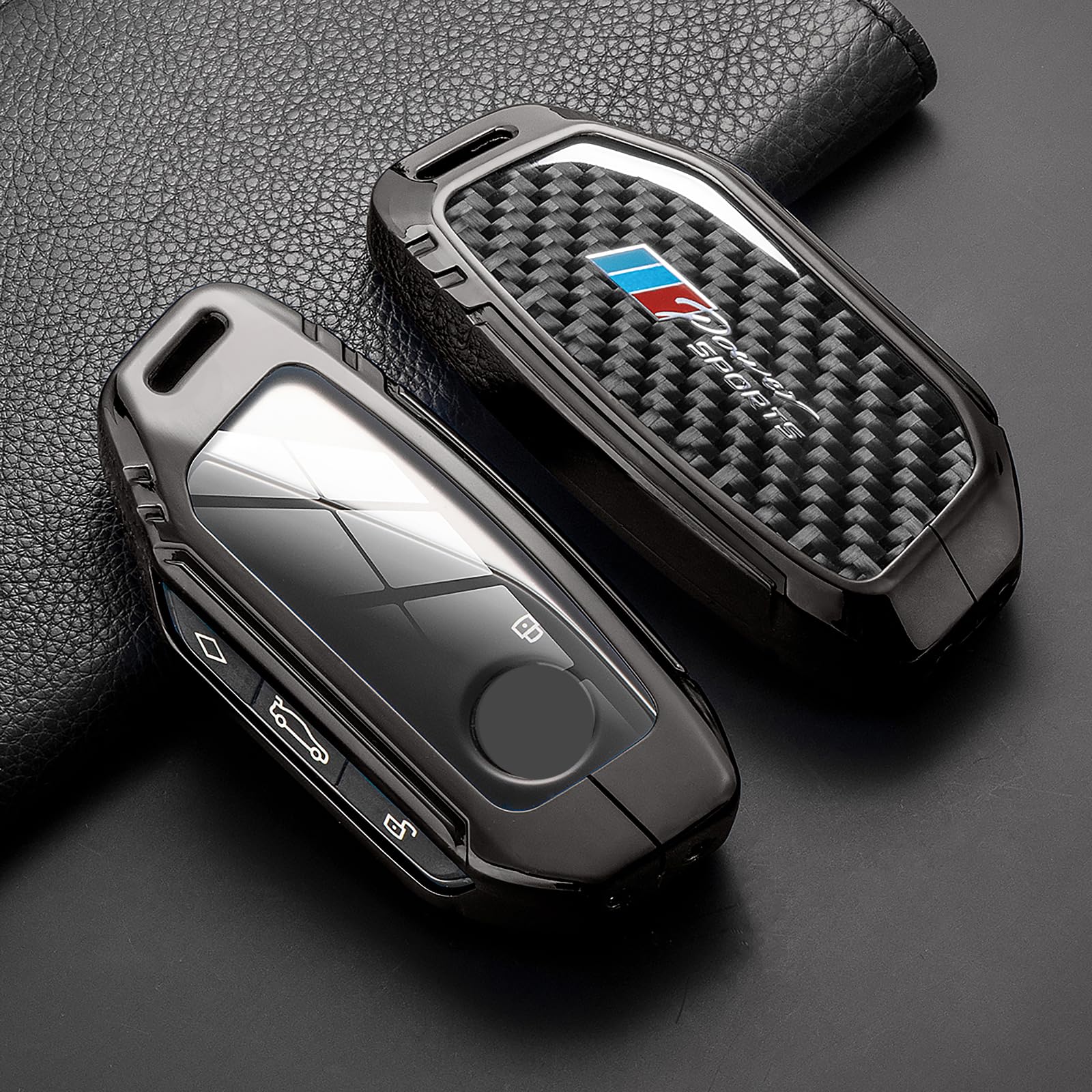 Slaknok For Bmw Key Fob Cover With Keychain,Real Carbon Fiber Zinc Alloy Protection Key Case Compatible With 2023 2024 3 7 Series X1 X5 X6 X7 I7 Xi Key Shell Keyless Smart Remote Accessories