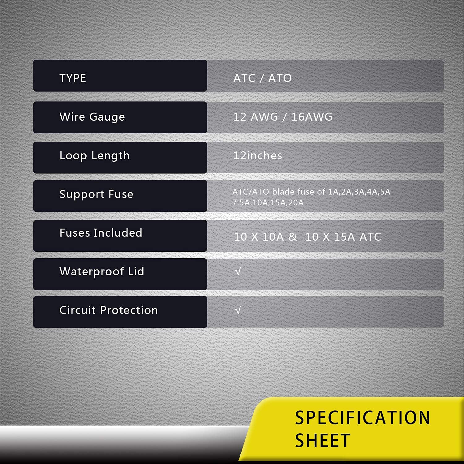 Recoil Fh12-10 10 Pack Atc/Ato Inline 12Awg Fuse Holder With 10Pcs 15A & 20A Fuses