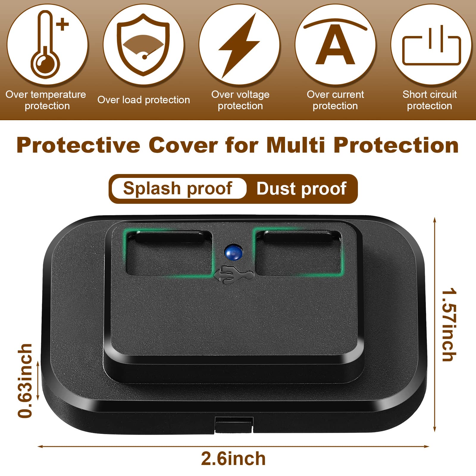 12V USB Outlet Automotive USB Port Panel Mount 12V USB Outlet Multi Port Switch Panel Car Outlet Socket Power Dual Port 12V 24V