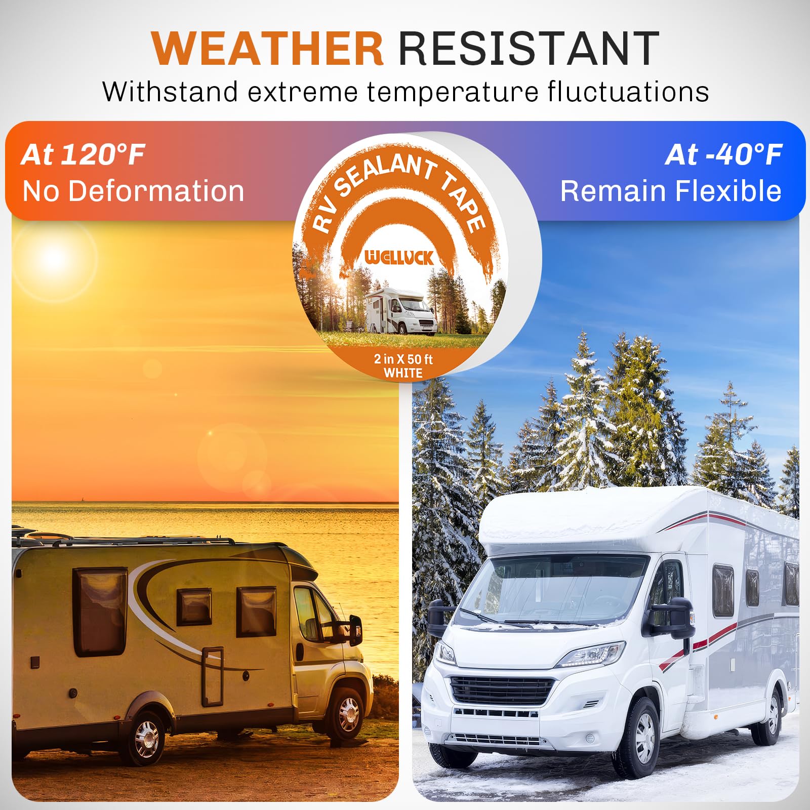 Welluck Rv Roof Tape Sealant Roofing Tape, 2 Inch X 50 Foot Natural White Rv Tape For Roof Repair Camper Trailer Boat Sealing Le