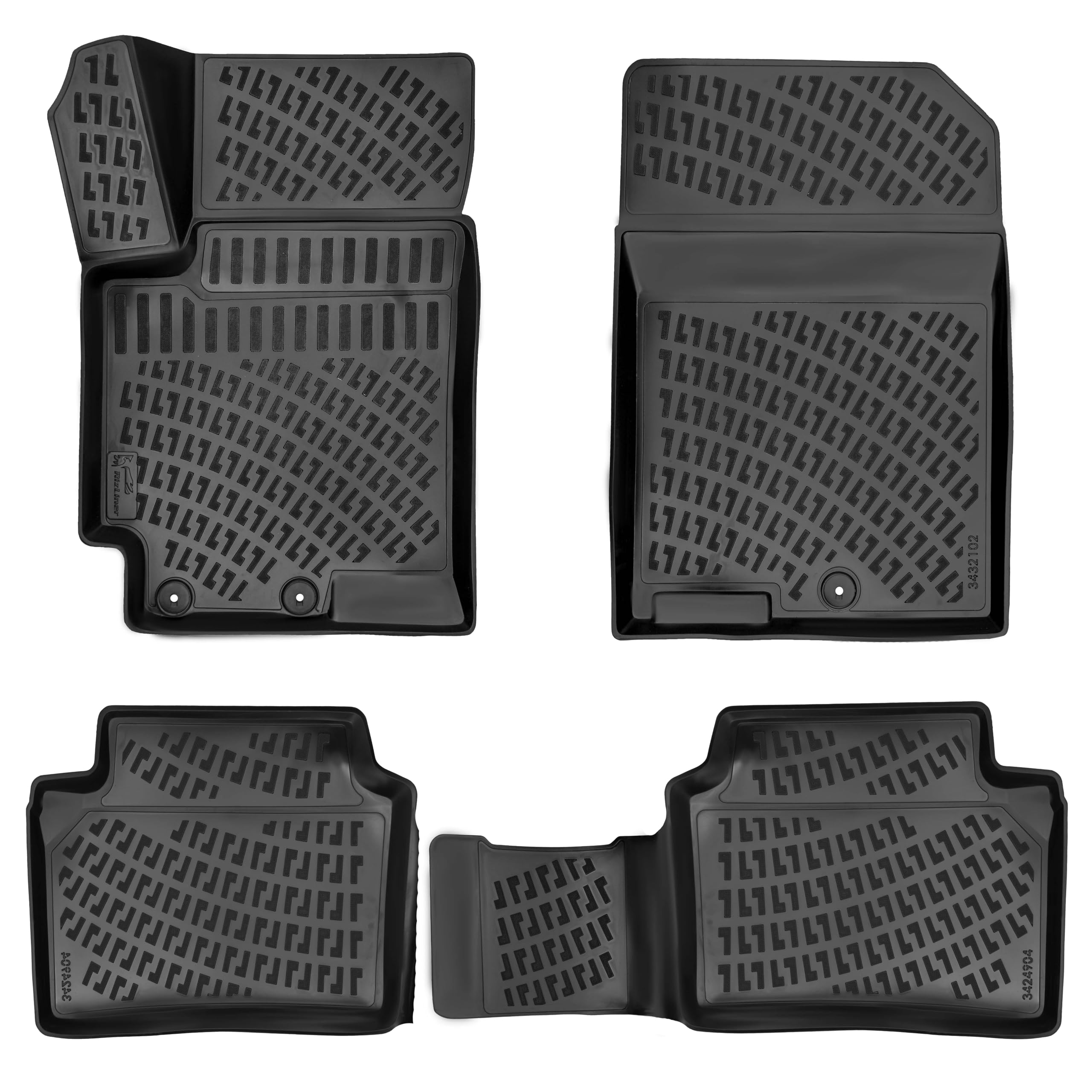 Rizliner Hyundai Accent 2018-2023 Floor Mats 3D Custom Fit Compatible With Hyundai Rubber Car Mats Laser Measured Floor Liners A
