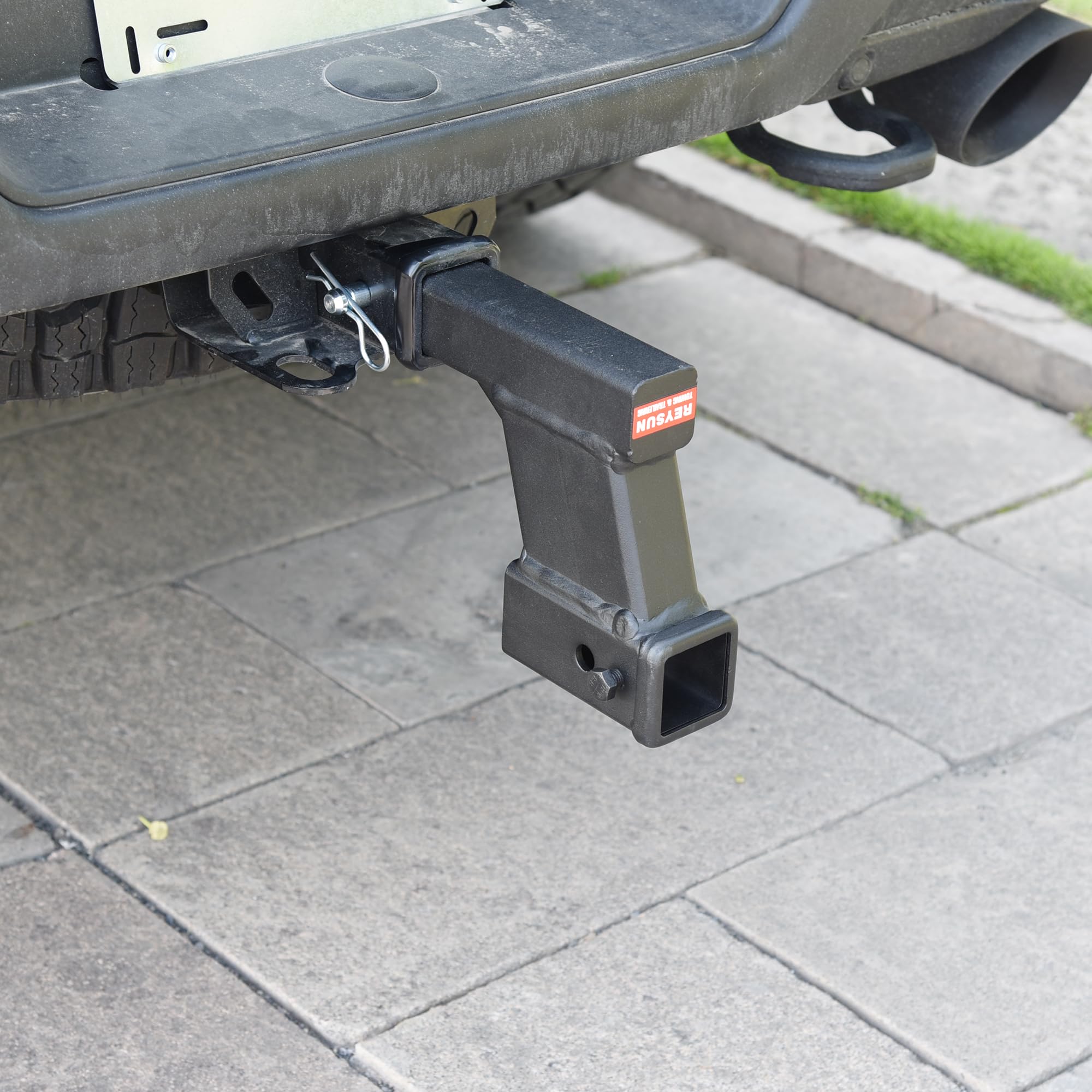 REYSUN 864129 Trailer Hitch Riser with 6-1/4 inch Rise/Drop for 2 inch Receiver Hitch Extension, 2 inch Shank, Matte Black