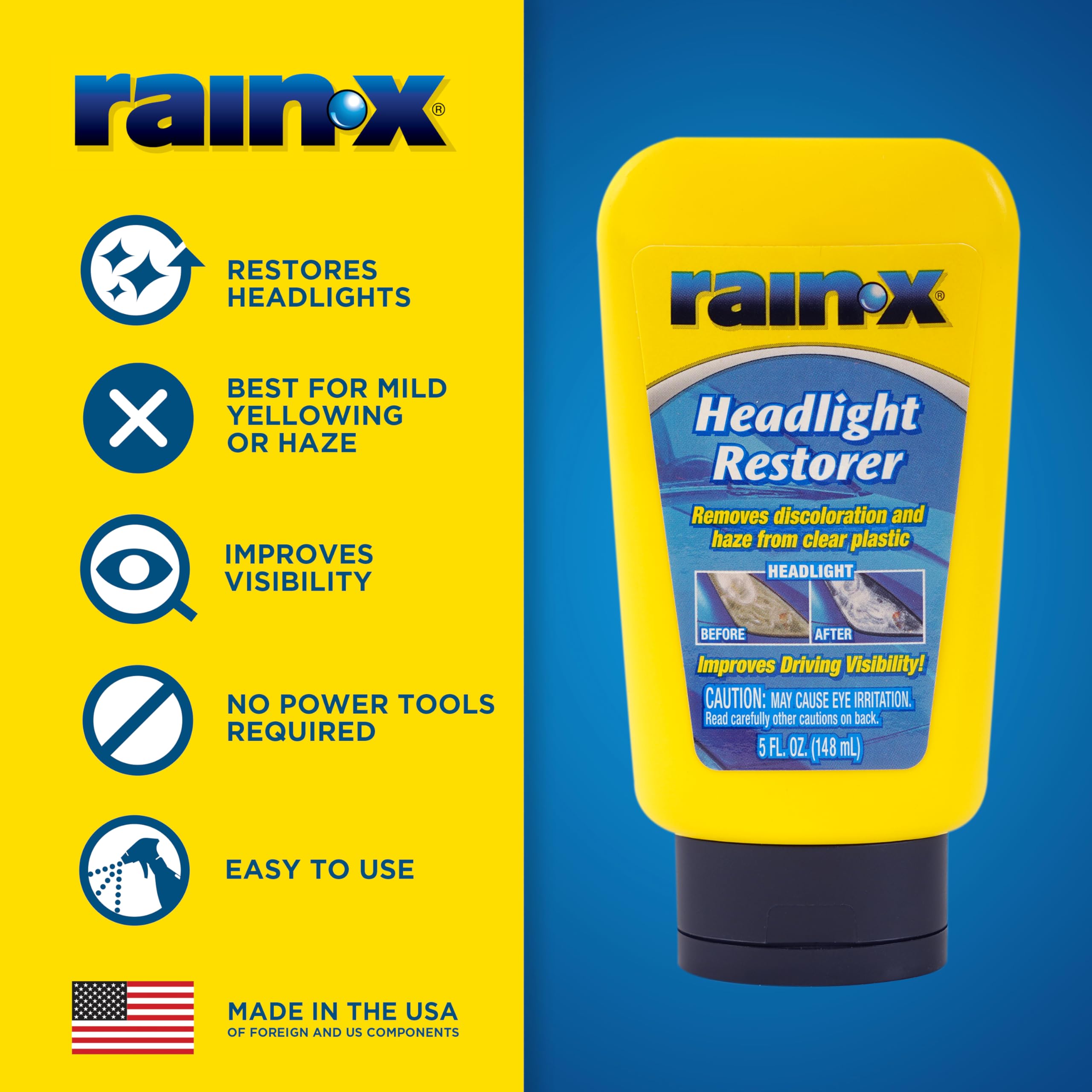 Rain-X 800001810 Headlight Restorer - 5 Fl Oz.