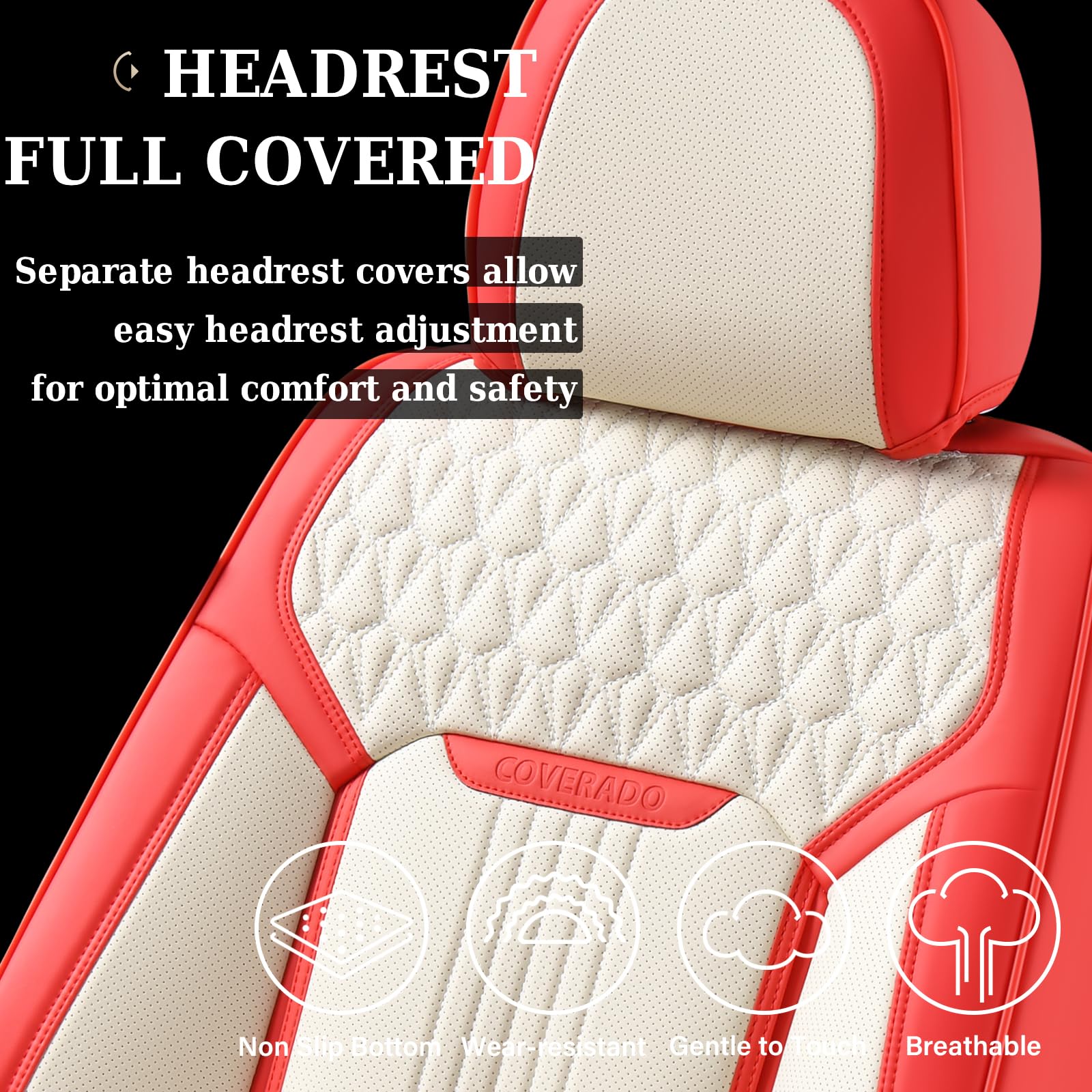 Coverado Car Seat Covers Full Set, Front And Rear Seat Covers, 5 Seats Leather Seat Covers For Cars, Waterproof Car Seat Protect